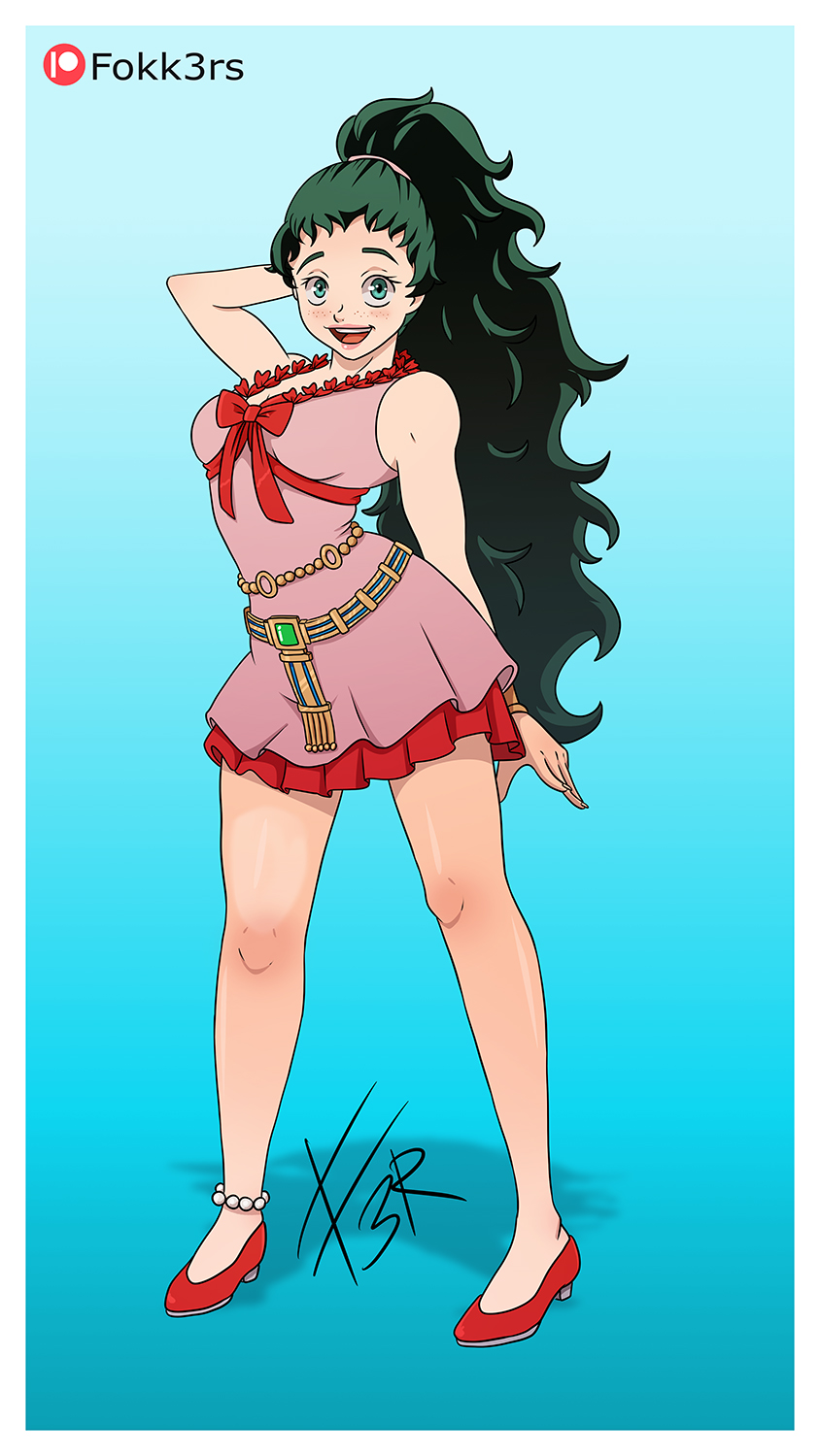 female female_deku fokk3rs genderswap_(mtf) high_heels izuku_midoriya large_ass large_breasts my_hero_academia rule_63 short_dress