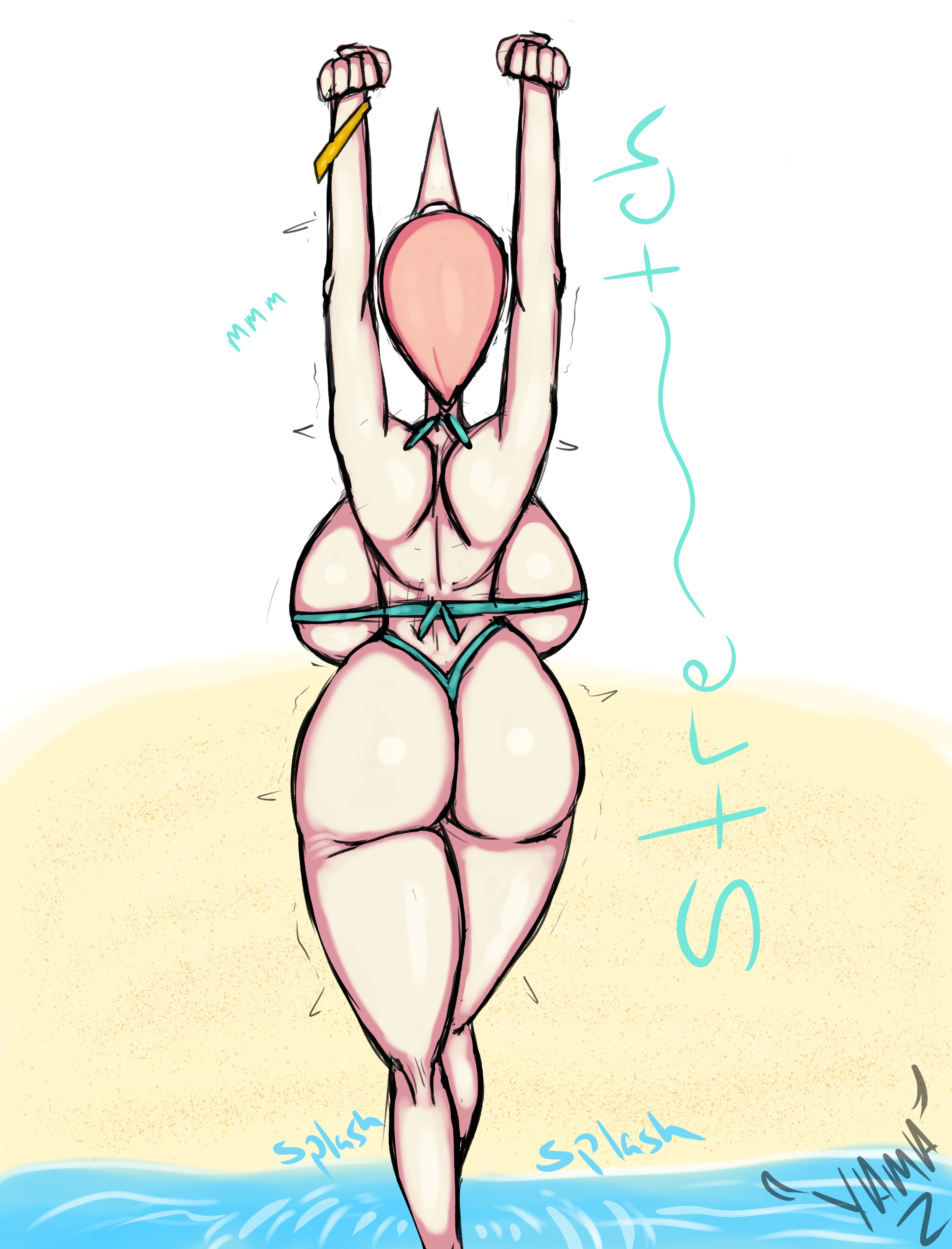 1girls, alien, alien girl, arms up, ass, ass focus, back, back view, backboob, big ass, big breasts, bikini, breasts, female, gem (species), huge ass, huge breasts, humanoid, looking up, pearl (steven universe), seductive, solo, steven universe, water, yamathegod