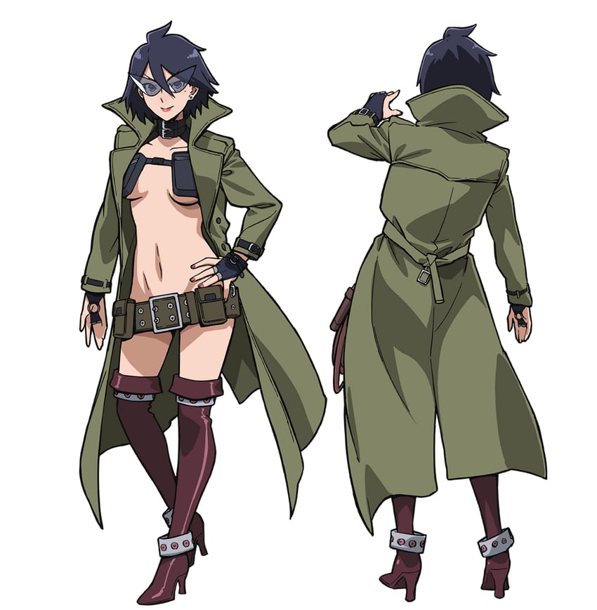 1girls, black hair, coat, glasses, midnight (my hero academia), midnight (old costume) (my hero academia), my hero academia, nemuri kayama, official art, vigilante: my hero academia illegals