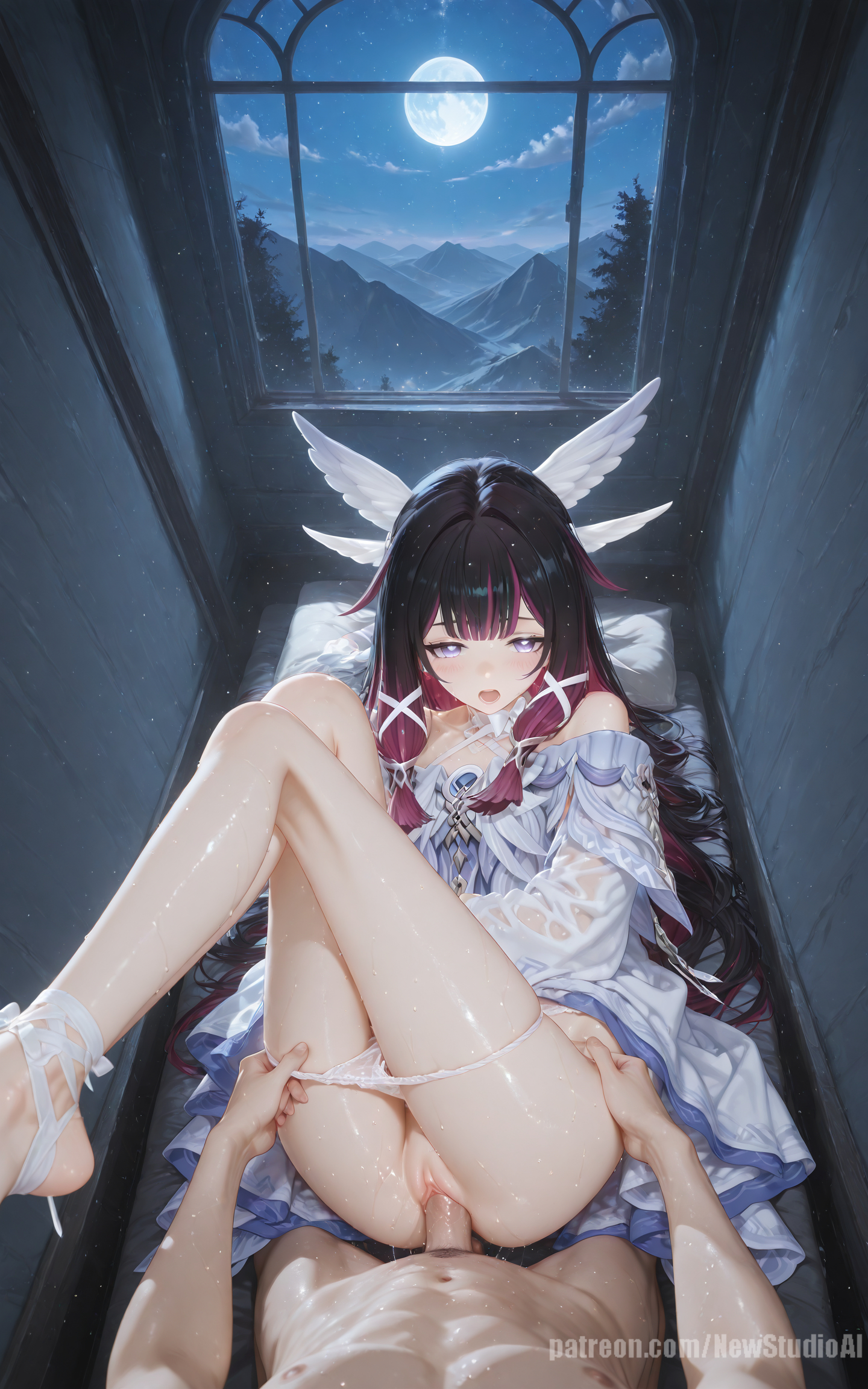 ai generated, columbina (genshin impact), genshin impact, newstudioai, sex, wet