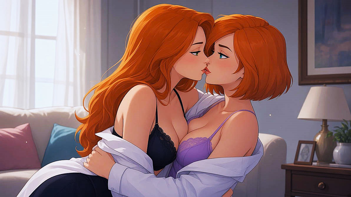 age_difference ai_generated ann_possible bra breasts incest kim_possible kimberly_ann_possible lesbian_couple lesbian_kiss milf mother_and_daughter older_female_and_younger_female
