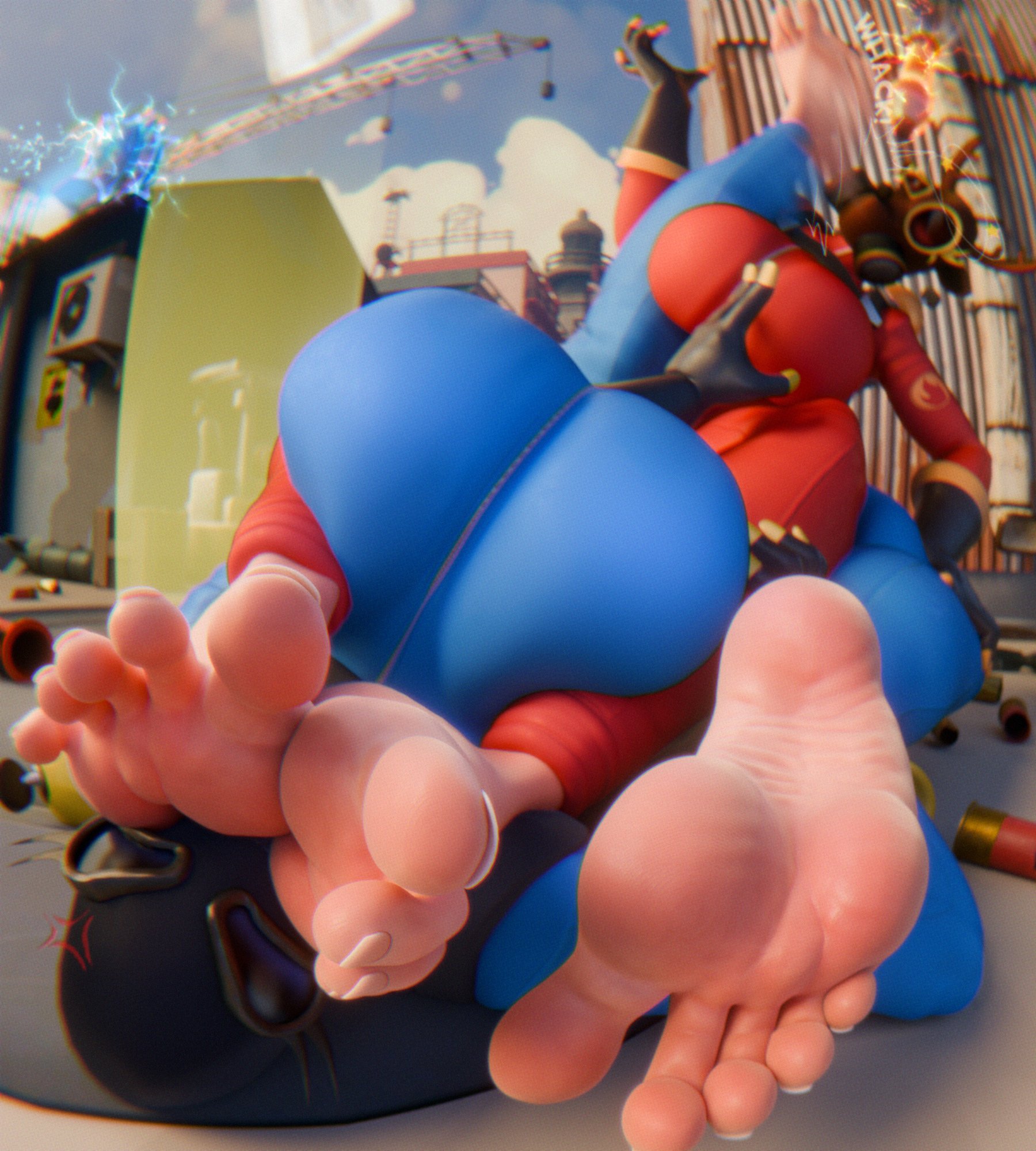 3d, absurd res, ass, blue latex, blue pyro (team fortress 2), blue suit, cand3d, consensual, facesitting, fat, fat ass, feet, feet focus, feet in face, female focus, female only, fempyro, fight, foot fetish, foot worship, footwear, gas mask, gloves, hi res, highres, hips, huge breasts, huge thighs, large breasts, large thighs, latex, latex bodysuit, latex gloves, latex suit, mask, masked, musk, musk clouds, pyro (team fortress 2), red clothing, red latex, soles, soles of feet in socks, squished breasts, team fortress 2, yuri