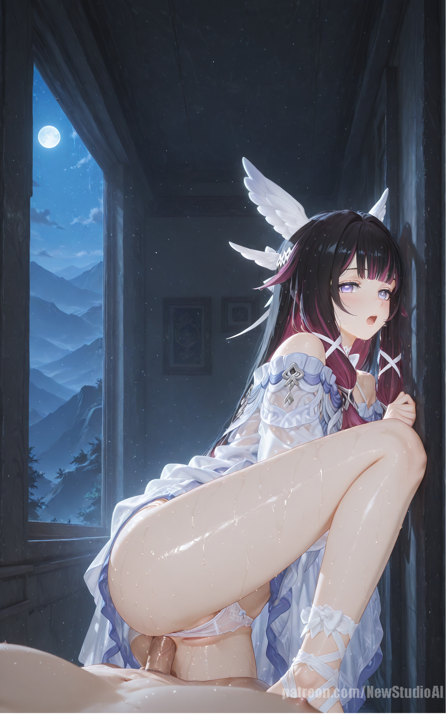ai generated, columbina (genshin impact), genshin impact, newstudioai, sex, wet