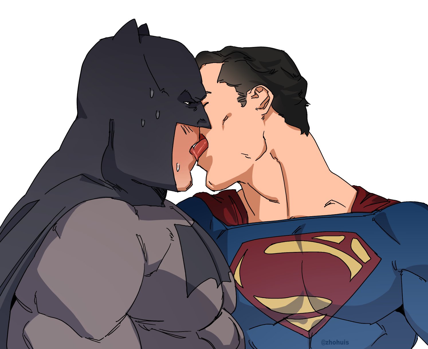 bara, batman, batman (bruce wayne), batman (series), clark kent, dc, dc comics, gay, kissing, makeout, male, male only, mask, masked, masked male, superman, superman (clark kent), superman (series), tongue kiss, zhohuis