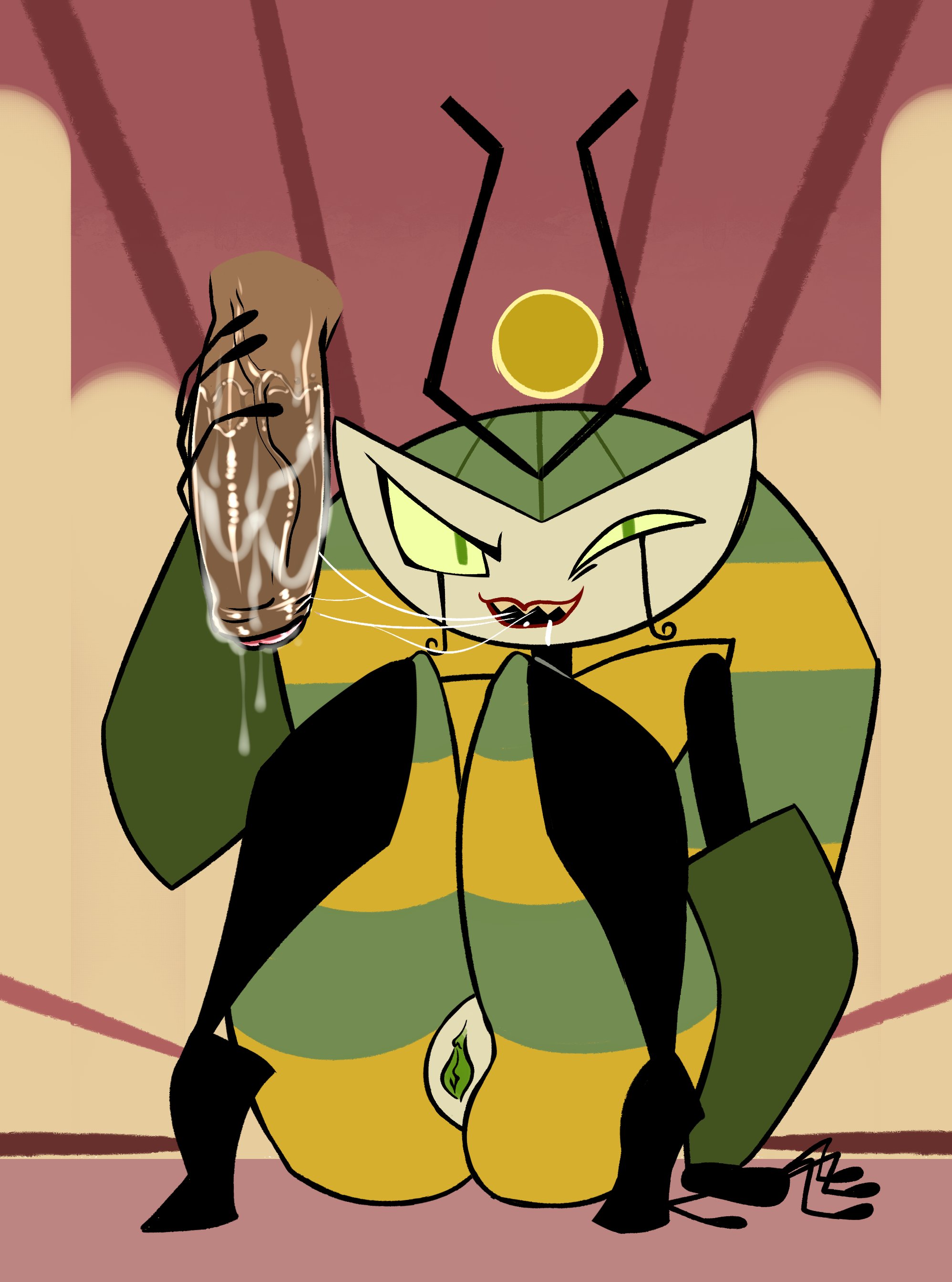 1girls, after deepthroat, after oral, blowjob, cum, cum drip, cum in mouth, cum inside, cum trail, cumstring, deepthroat mark, dzk, fellatio, female, green eyes, green pussy, green sclera, male, my life as a teenage robot, nickelodeon, oral, oral sex, penis, pussy, queen vexus, red lips, robot, robot girl, saliva, saliva trail, sharp teeth, sloppy, smooth skin, thick thighs, unseen male face, vagina, vexus