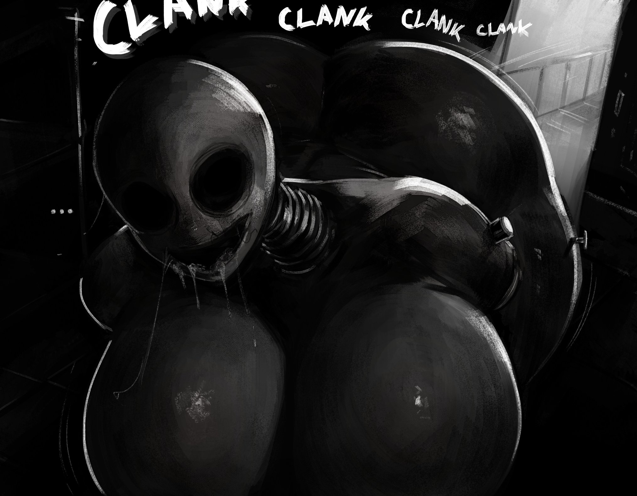 1girls, 1monster, ass, big ass, big breasts, big butt, big thighs, black and white, breasts, coil-head (lethal company), creature, creepy, enormous ass, enormous breasts, enormous thighs, female, female focus, female only, genvoke, gigantic ass, gigantic breasts, gigantic thighs, huge ass, huge breasts, huge thighs, hyper, hyper ass, hyper breasts, hyper thighs, lethal company, mannequin, monster, monster girl, monster girl (genre), nightmare waifu, smile, solo, solo female, thick thighs, thighs, video game character