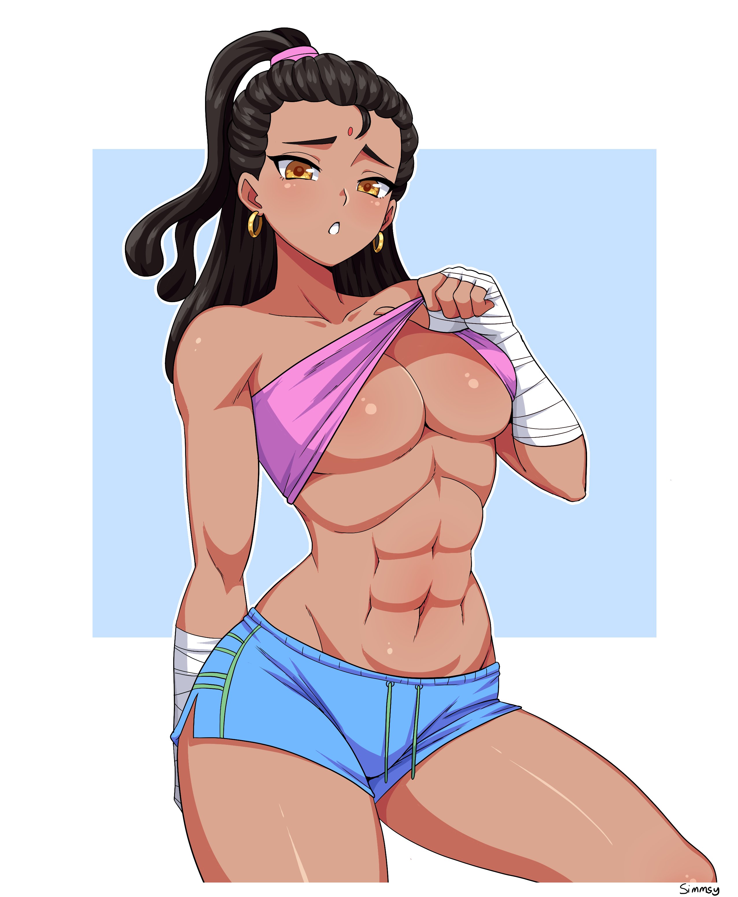 1girls, abs, big breasts, breasts, female, female only, large breasts, muscles, muscular, muscular female, simmsy, solo