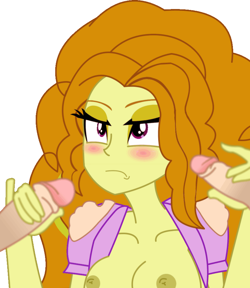 adagio_dazzle breasts character color colored commission double_handjob equestria_girls female friendship_is_magic handjob looking_at_another looking_up my_little_pony nude orange_hair partial_male penis purple_eyes purple_t-shirt tagme tiarawhy transparent_background yellow_skin