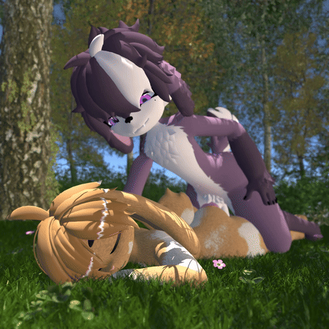 3d anal anatomically_correct anatomically_correct_genitalia anatomically_correct_penis animated anthro canid canine duo fluffy fluffy_chest forest genitals knot lagomorph leporid low_res lying male male/male mammal penetration penile penile_penetration penis plant purple_eyes rabbit short_playtime small_tail tail tree wadethewod