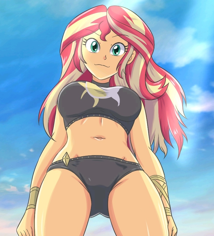 1girls 2025 2d aqua_eyes armwear belly bikini bikini_bottom bikini_top black_clothing blue_sky curvy deviantart deviantart_link equestria_girls fanart female_only hasbro human humanized humanized_pony long_hair looking_at_viewer my_little_pony navel no_ai panties red_hair sky slim_waist solo sumin6301 sunset_shimmer swimsuit topwear two-piece_swimsuit two_tone_hair yellow-skinned_female yellow_body yellow_skin younger_female