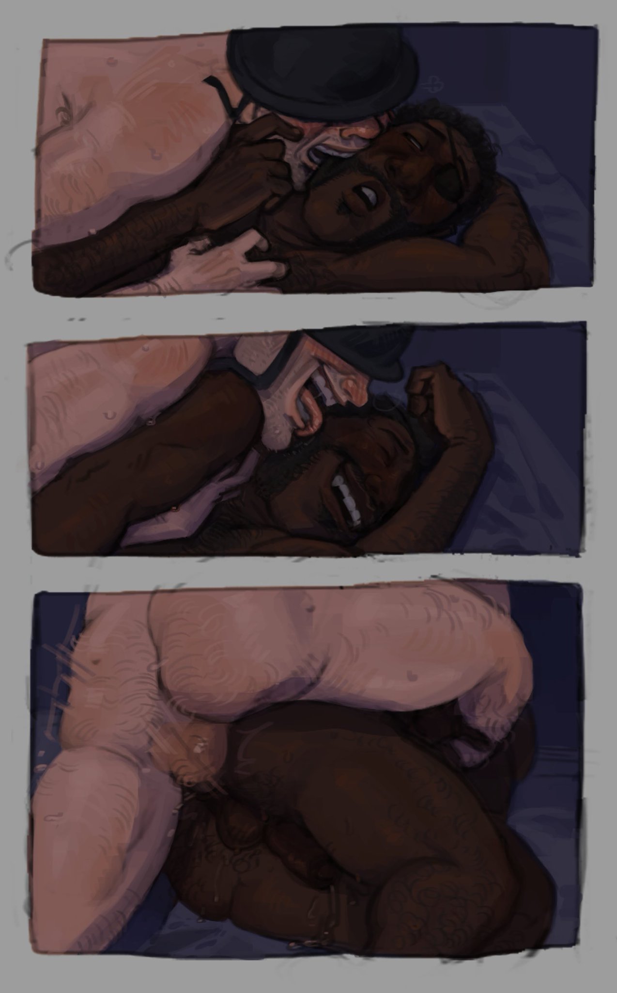 2boys, affectionate, ass, ass focus, balls, balls deep, beard, bed, bedroom, bite, biting, black body, black penis, cute, dark penis, dark skin, dark-skinned male, demoman (team fortress 2), dripping, dripping precum, eyepatch, gay, gay anal, gay male, gay sex, hair, hairy, hairy ass, hairy balls, hairy legs, hairy male, helmet, helmet only, human, human male, indoors, interracial, laugh, laughing, licking, light skin, light-skinned male, male, male/male, middle aged, old male, older, older male, penis, penis in ass, pounding, precum, rough sex, soldier (team fortress 2), team fortress 2, weinerrwizard, white body, wholesome, wholesome sex, yaoi