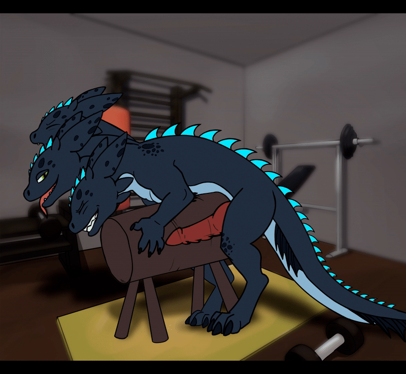 2d_animation 3_heads animated bared_teeth big_penis bodily_fluids breeding_mount claws clenched_teeth closed_eyes dragon erection european_mythology exercise feral genitals greek_mythology gym half-closed_eyes horn hydra male male/male male_only male_penetrating masturbation multi_head muscular mythological_creature mythological_scalie mythology narrowed_eyes nude open_mouth penetrable_sex_toy penetration penile penile_masturbation penile_penetration penis reptile scalie sex sex_toy short_playtime solo tail teeth teeth_showing tongue turner_alx workout x-ray_view x-ray_vision