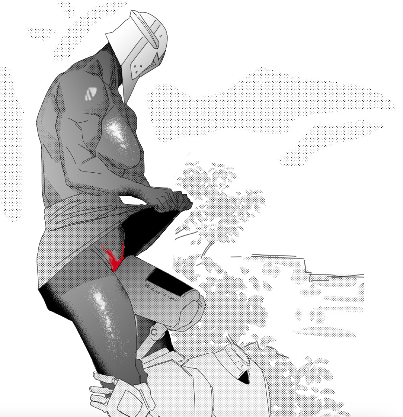 blood, breasts, cunnilingus, cuntboy, cuntboy/male, francishsie, gabriel (ultrakill), gay, gay male, gay sex, helmet, helmet only, intersex, looking at partner, looking down, m/m, male, male on cuntboy, male on male, male only, male with breasts, male/cuntboy, male/male, mask, masked, masked male, menophilia, menstrual blood, menstrual cunnilingus, menstruation, pussy, pussy eating, robot, robot boy, robot on angel, skirt lift, sweat, sweatdrop, sweating, tagme, trans man, ultrakill, v1 (ultrakill), vaginal blood, yaoi