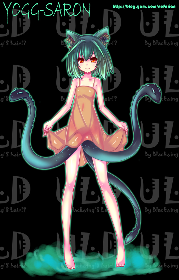 female green_hair monster_girl omamori_himari red_eyes shizuku_(omamori_himari) smile tentacle warcraft world_of_warcraft yogg-saron