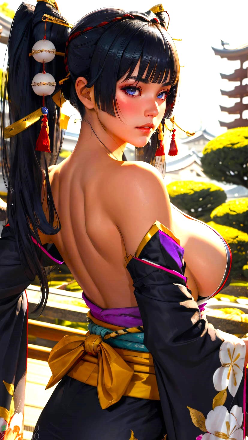 0assult0 1girls ai ai_assisted ai_generated asian babe balcony bangs bare_back bare_shoulders beautiful_females black_hair_female buildings busty_female curvy day dead_or_alive decorations eyelashes eyeshadow fancy_clothing female_focus fighting_game geisha hair_ornament japanese_architecture large_breasts looking_back_at_viewer makeup nyotengu obi realistic ribbon sexy sideboob solo team_ninja tecmo trees upper_body video_game_character video_game_franchise video_games voluptuous_female
