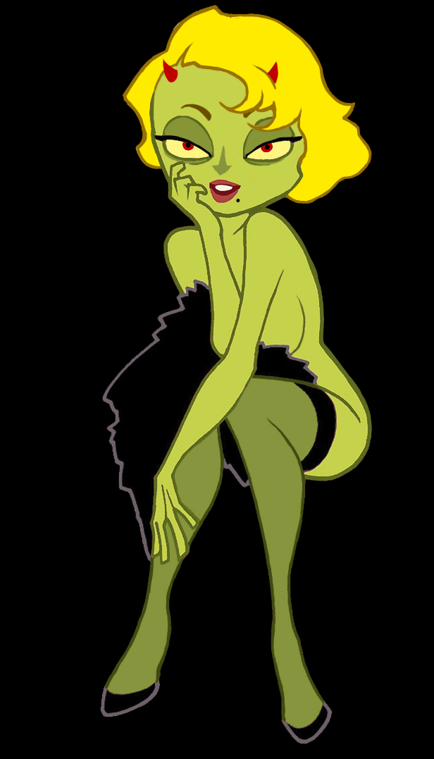 1girls blonde_hair demon female green_skin horns neighbors_from_hell red_eyes stockings tina_hellman topless