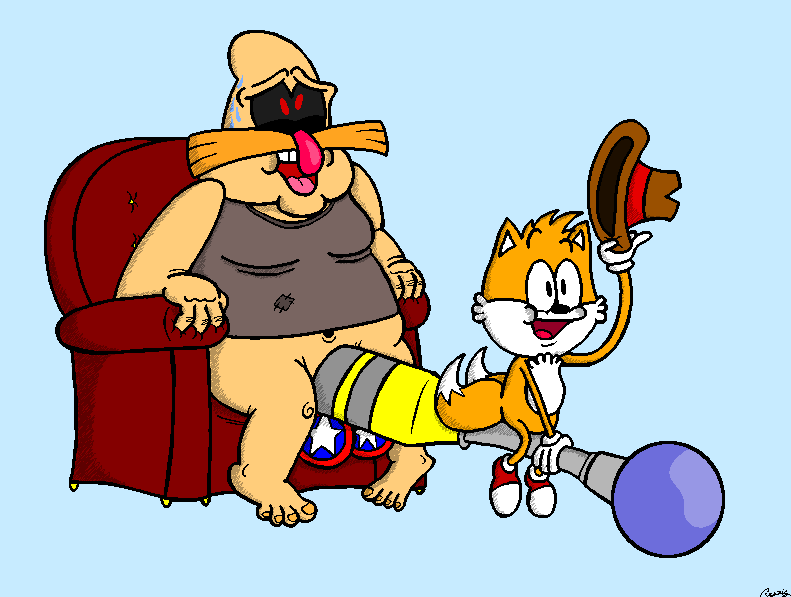 anthro canine checkpoint cheezspike dr_robotnik fox fur hat human interspecies male male_only mammal multiple_males nude sega sitting size_difference sonic_(series) straddle tagme tail tails what