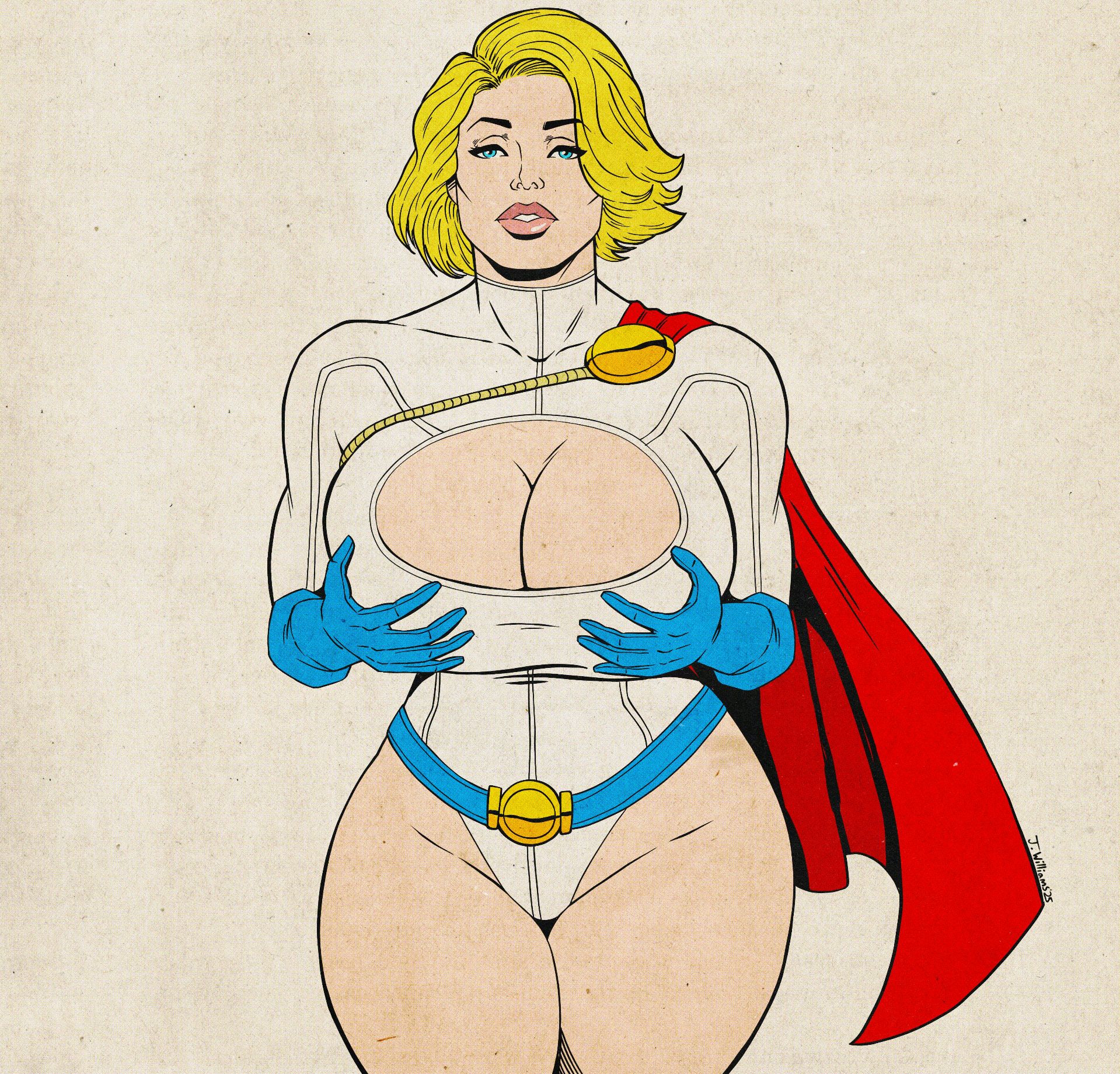 1girls, alien, alien girl, big breasts, blonde hair, blue eyes, breasts, busty, cape, chest, curvy, curvy figure, dc, dc comics, detective comics, female, female focus, gloves, huge breasts, jaywilliamzart, large breasts, lips, meme, power girl, power girl cosplay pose (missfaves), superman (series), thick thighs, thighs, voluptuous, wide hips