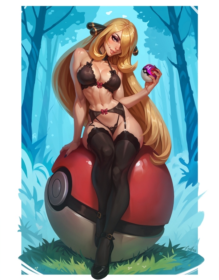 1milf 2025 big_breasts black_lingerie blonde_hair bra champion curvy cynthia_(pokemon) deviantart deviantart_link evulart fanart forest forest_background game_freak garter_belt garter_straps hair_over_one_eye high_heels holding_poke_ball human human_only legwear light-skinned_female lingerie lingerie_only long_hair master_ball milf nintendo no_ai panties poke_ball pokeball pokemon pokemon_champion pokemon_dppt sitting solo stockings thighhighs very_long_hair