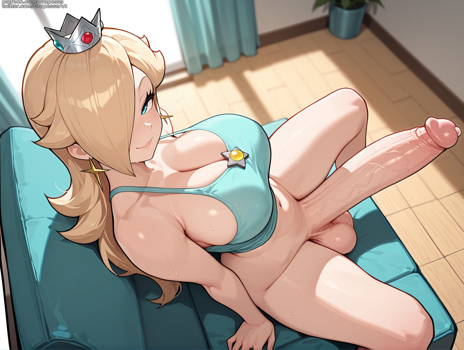 ai generated, futanari, grapesss, intersex, light skin, light-skinned futa, mario (series), princess rosalina, solo futa, super mario bros.