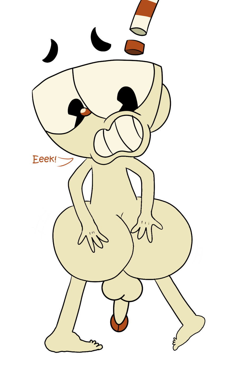 alpha_channel anthro ass balls butt_grab cuphead cuphead_(game) feral for_a_head genitals hand_on_butt hi_res humanoid male male/male nude object_head penis shocked solo unknown_artist video_games