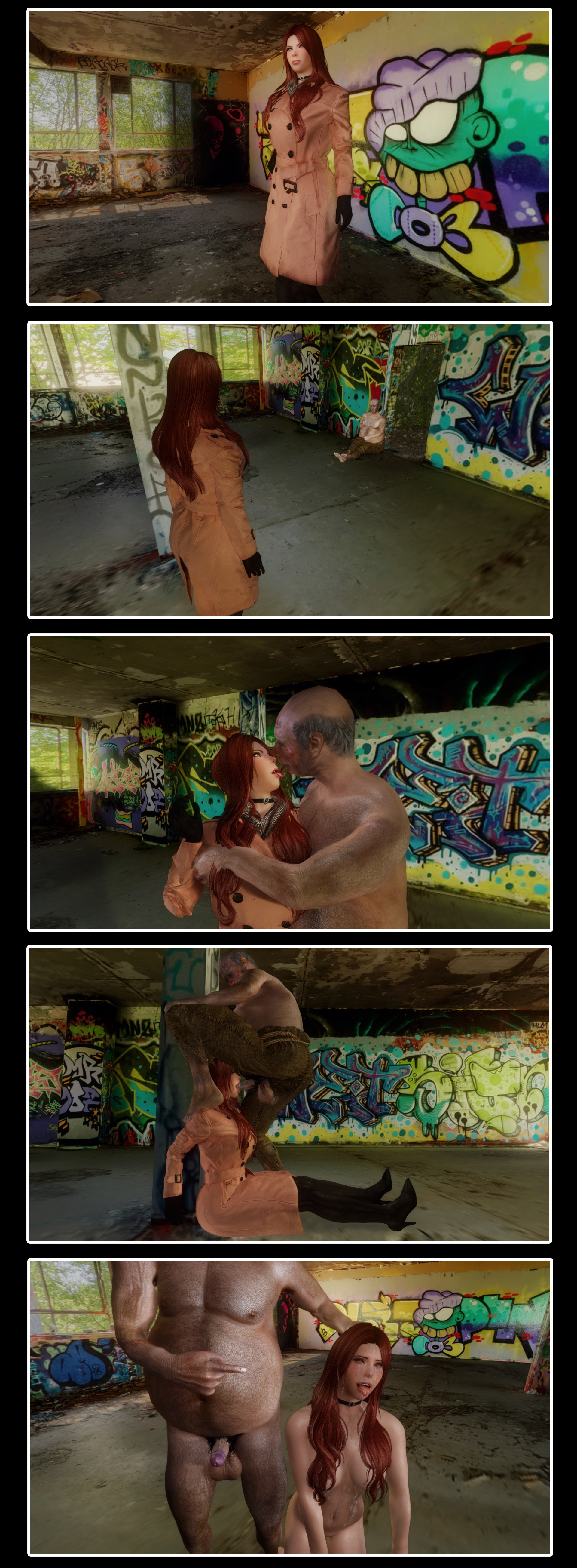 abandoned building, angry face, bald male, breasts, cleaning cock, clothed female, clothed sex, clothed/nude, clothing, crying, crying with eyes open, cum on body, cum on breasts, cum on face, dirty body, fat male, female, forced, hairy, hairy male, hairy penis, hobo, homeless, kissing, licking tongue, long coat, male, old male, oral rape, oral sex, penis, red hair, runny makeup, skyrim, smegma, smegma on tongue, sperm, the elder scrolls, tongue, tongue kiss, tongue out, torn clothes, ugly bastard