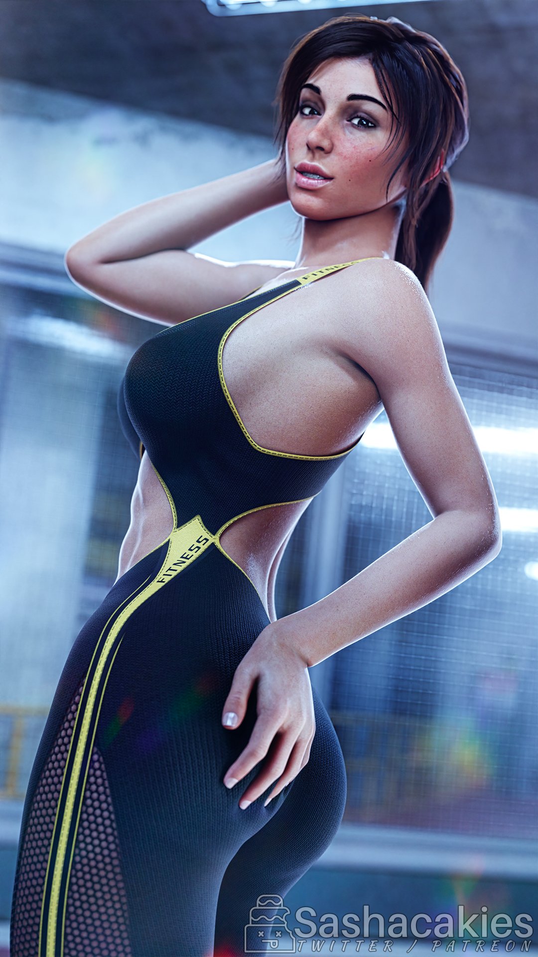1girls, 3d, ass, big ass, big breasts, breasts, female, female only, lara croft, lara croft (survivor), large breasts, sashacakies, solo, tomb raider, tomb raider (survivor)