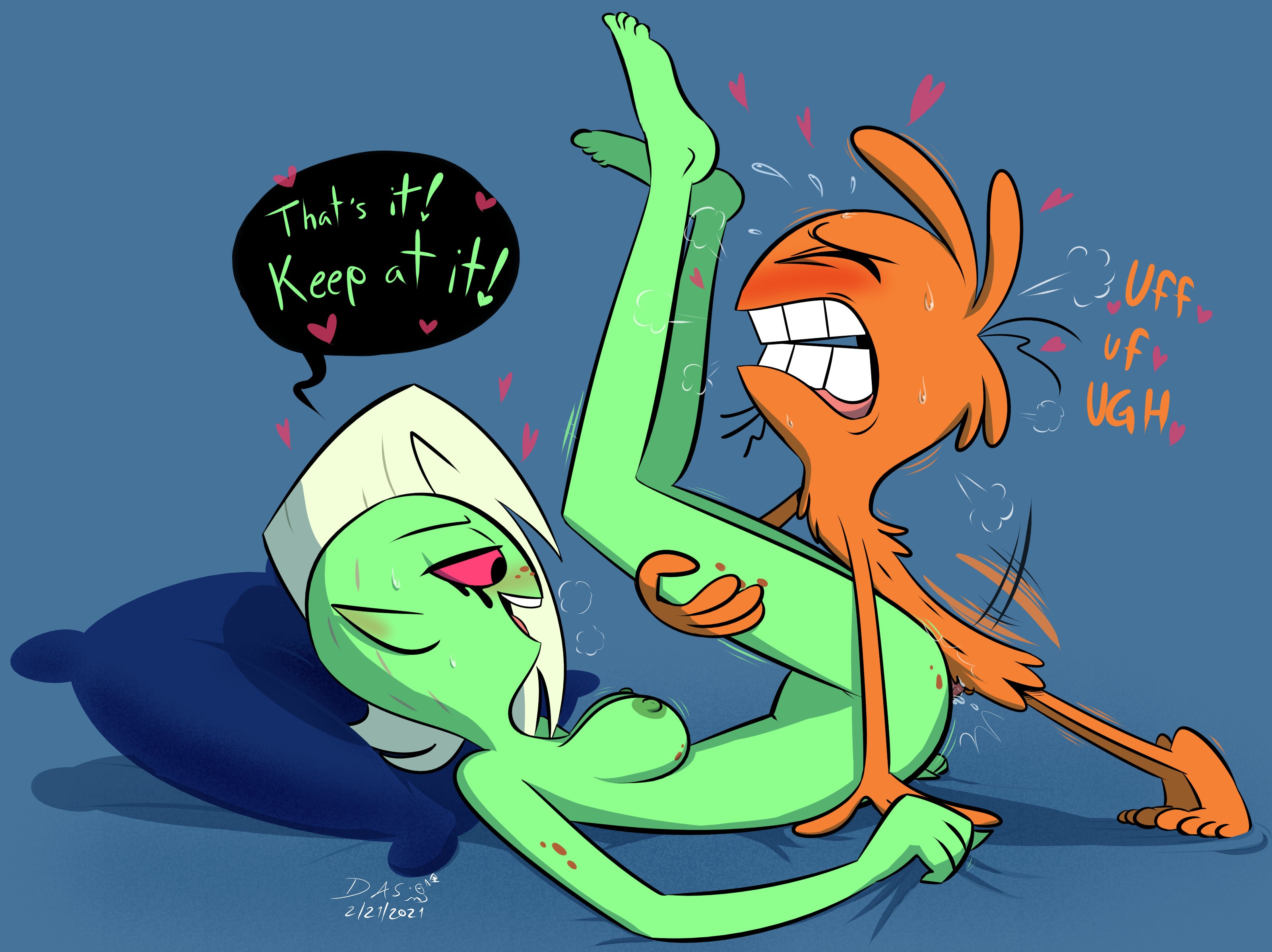 alien, disney, disney channel, disney xd, female, green body, green skin, lord dominator, male, male/female, orange body, punk girl, pussy, sex, star nomad, umayorokobi, vaginal penetration, villainess, wander (wander over yonder), wander over yonder