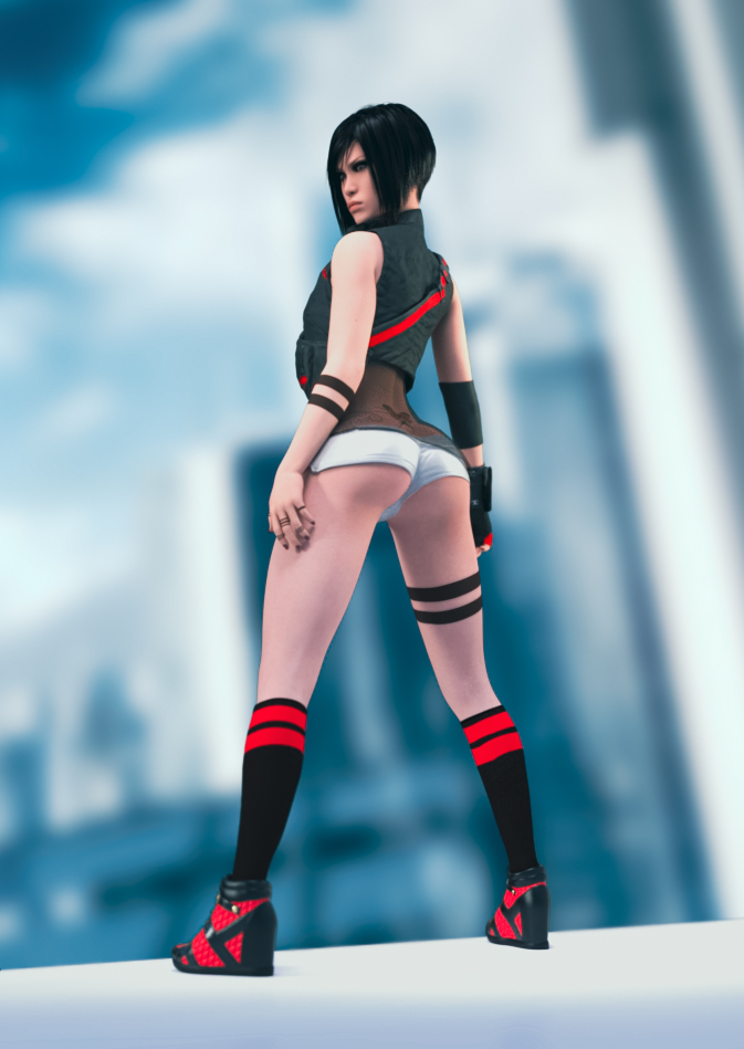 1girls 3d 3d_(artwork) asian asian_female ass babefactor bare_legs black_hair booty_shorts bubble_butt clothed clothed_female clothes clothing dat_ass eyeshadow faith_connors faith_connors_(mirror's_edge_catalyst) female female_focus female_only full_body fully_clothed hotpants makeup mascara mirror's_edge mirror's_edge_catalyst pinup pinup_pose short_hair short_shorts socks solo standing tattoo