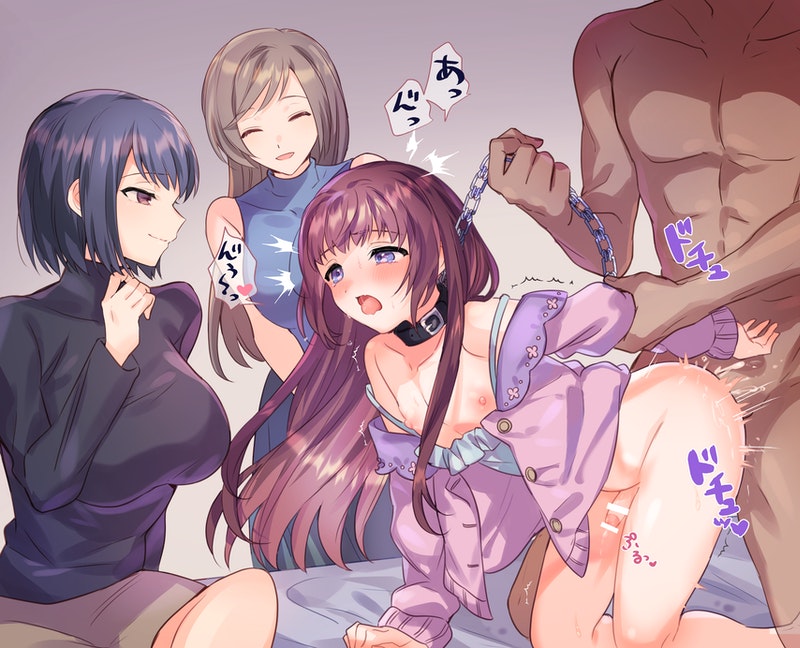 2boys, 2girls, ahe gao, anal, anal penetration, androgynous, blush, bottomless, censored, chains, clothed female nude male, crossdressing, cum, female, female supporting yaoi, femboy, femdom, feminization, forced, forced presentation, forced yaoi, gay, girly, humiliation, leash, male, malesub, nipples, no panties, pink hair, rape, sex slave, slave, tagme, trap, yaoi