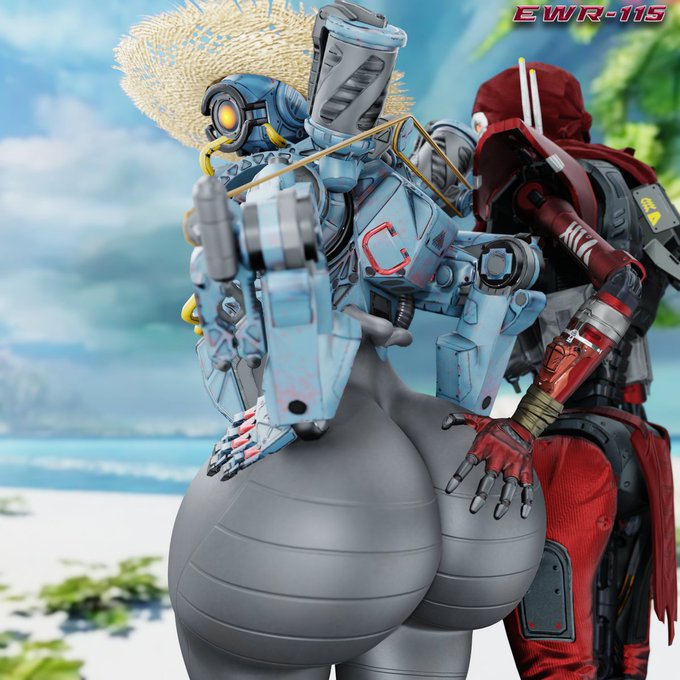 3d apex_legends big_ass big_butt ewr-115 gay hand_on_ass male male_only non-human pathfinder_(apex_legends) revenant_(apex_legends) robot simulacrum