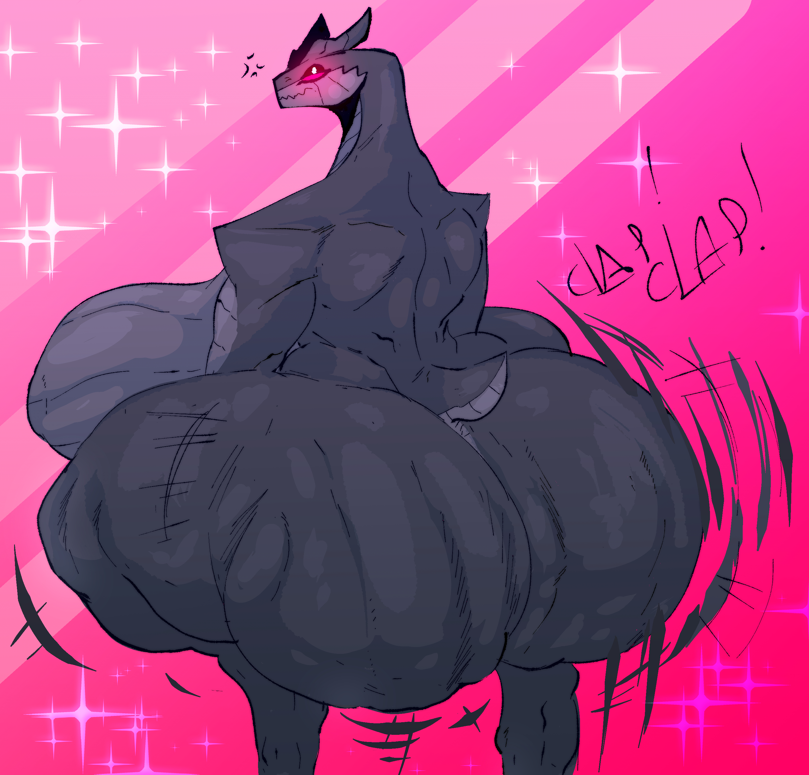 absurd res, annoyed, anthro, ass, ass clapping, big ass, big breasts, big butt, breasts, dragon, erza (repomorame), female, hi res, huge ass, huge breasts, huge butt, nude, repomorame, solo, thick thighs, twerking, wide hips