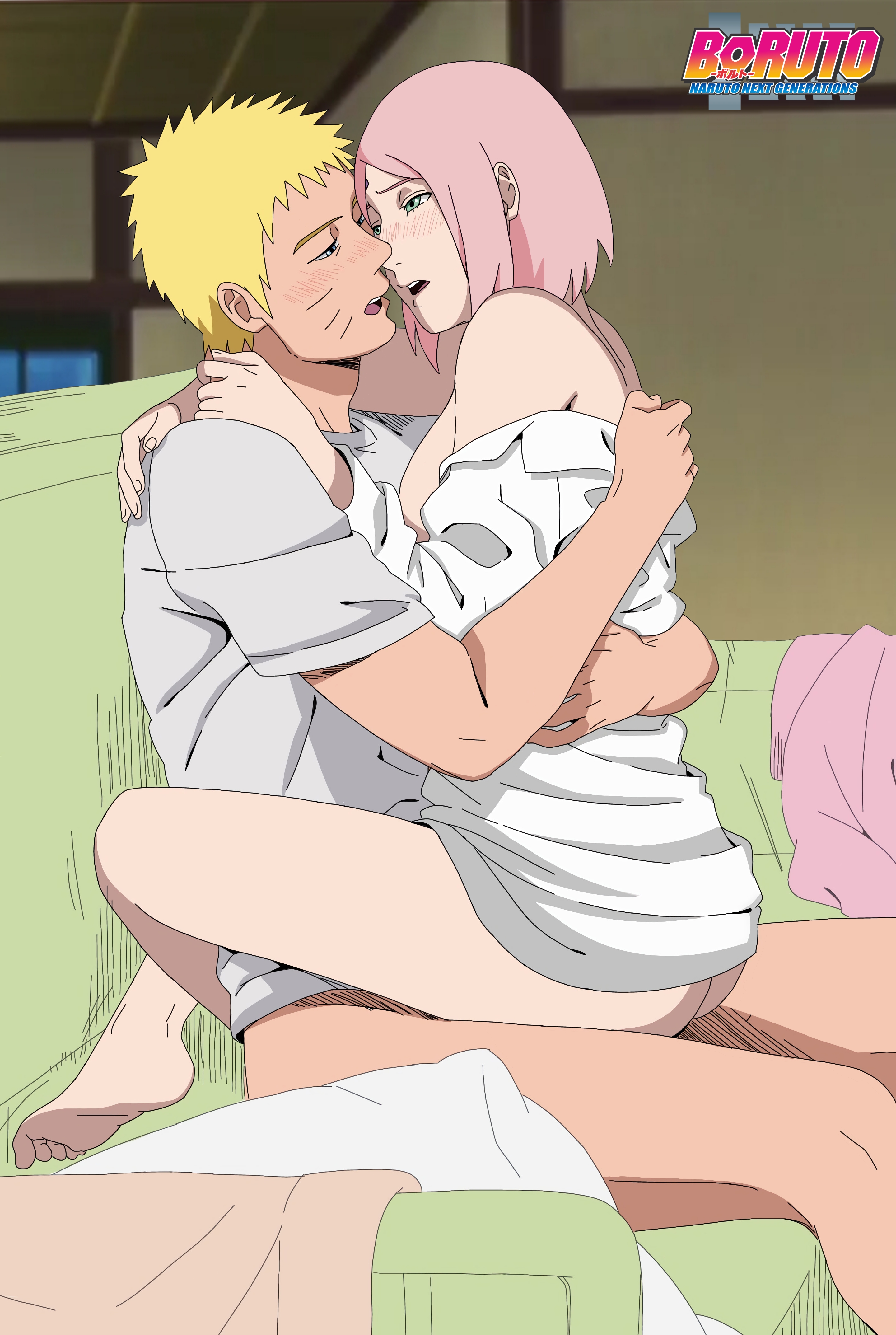 boruto: naruto next generations, cheating, clothing, couple, female, hug, lingerie, naruto, naruto (series), romantic, sakura haruno, uzumaki naruto