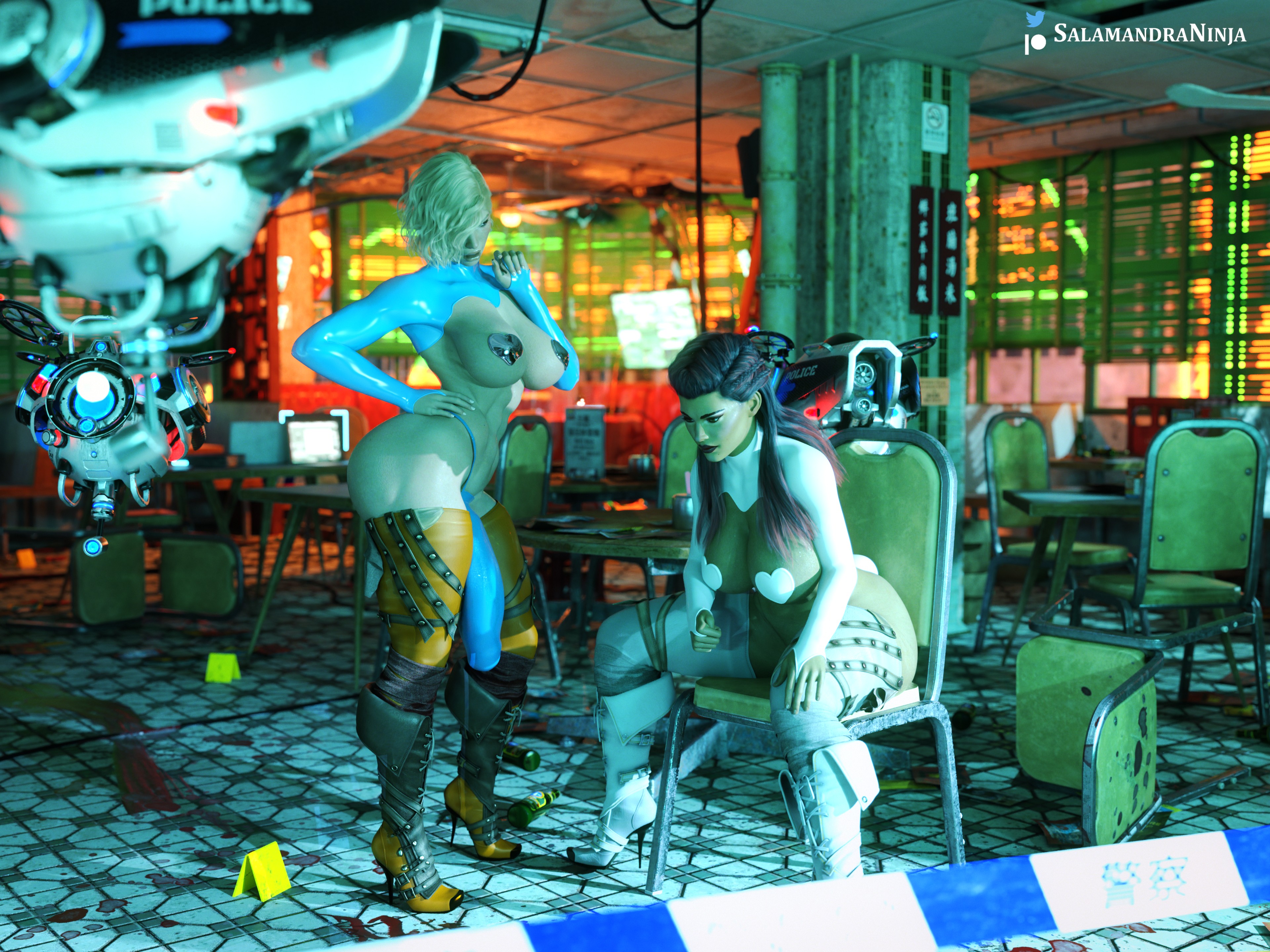 1futa, 1girls, 3d, apex legends, ass, big penis, breasts, cock sleeve, cock sleeve (clothes), dark skin, dark-skinned female, duo, female, flaccid, futanari, huge ass, huge breasts, huge cock, interracial, interracial yuri, intersex, light skin, light-skinned female, light-skinned futa, loba (apex legends), muscular, muscular futa, nipple covers, pale skin, pale-skinned female, pasties, penis, salamandraninja, skintight, thick thighs, thighhighs, thong, wattson (apex legends)