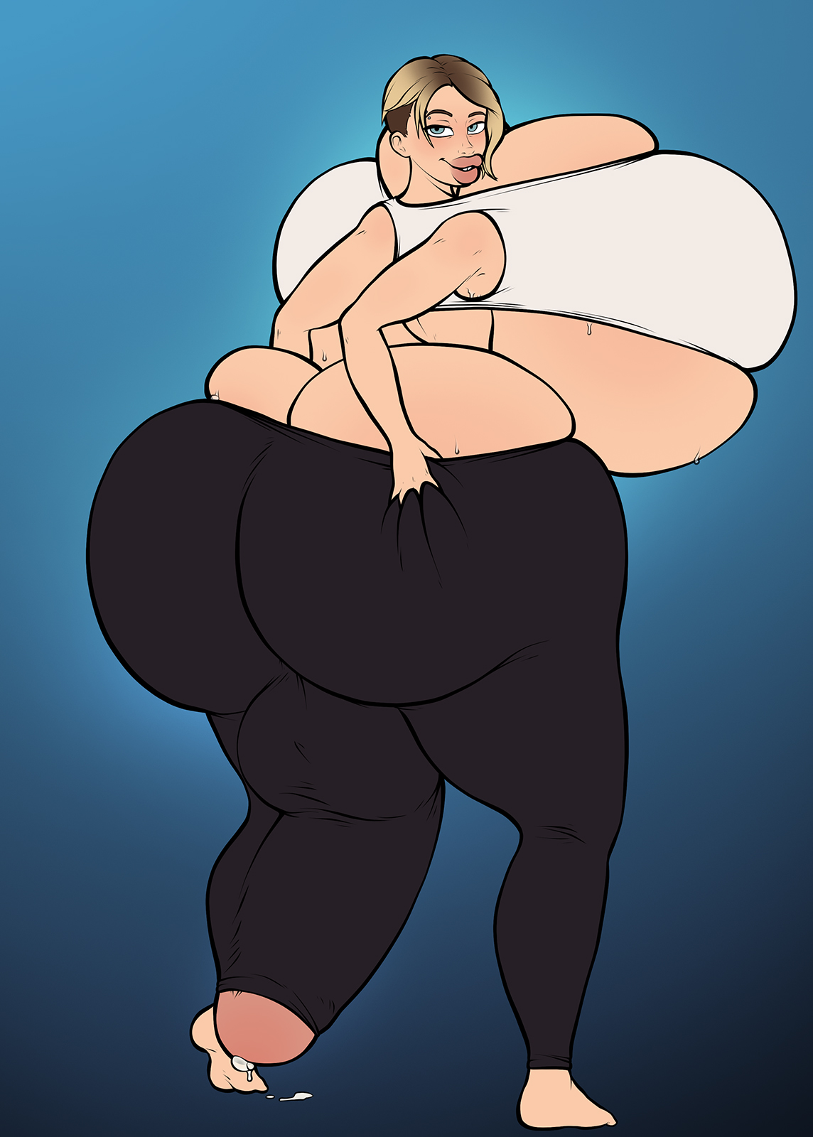 1futa, ass, barefoot, big ass, big breasts, big butt, big penis, blonde hair, blue eyes, breasts, curvy, disturbedmonkey, fonkimonki, futa only, futanari, gigantic ass, gigantic breasts, gigantic butt, gigantic penis, gwen stacy, huge ass, huge breasts, huge butt, huge cock, hyper, hyper ass, hyper breasts, hyper genitalia, hyper penis, intersex, large ass, large breasts, large penis, leggings, marvel, marvel comics, penis, solo, spider-man (series), sports bra, tank top, thick, thick ass, thick legs, thick lips, thick penis, thick thighs, voluptuous, wide hips, wide thighs, yoga pants