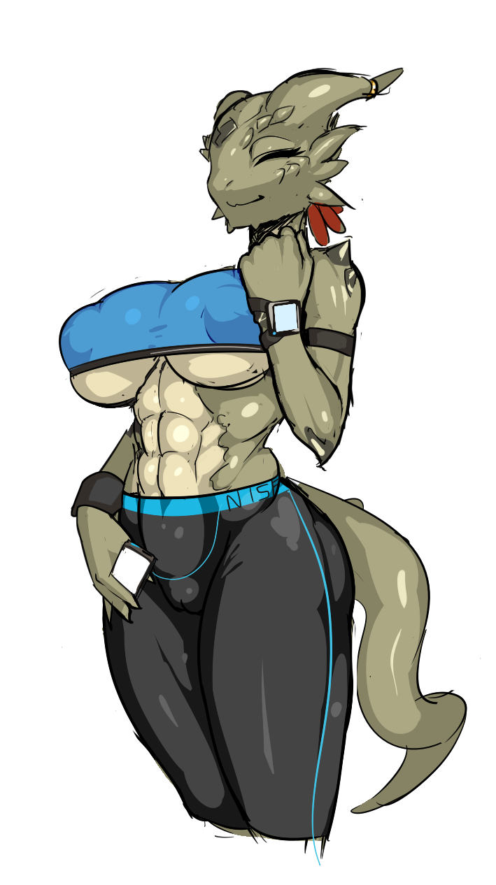 1girl 1girls abs alternate_costume alternate_version_available big_breasts breasts dragon elizabeth_(nisetanaka) female female_only furry nisetanaqa phone sfdgf smile solo tagme tail the_elder_scrolls white_background wii_fit_trainer wii_fit_trainer_(cosplay)