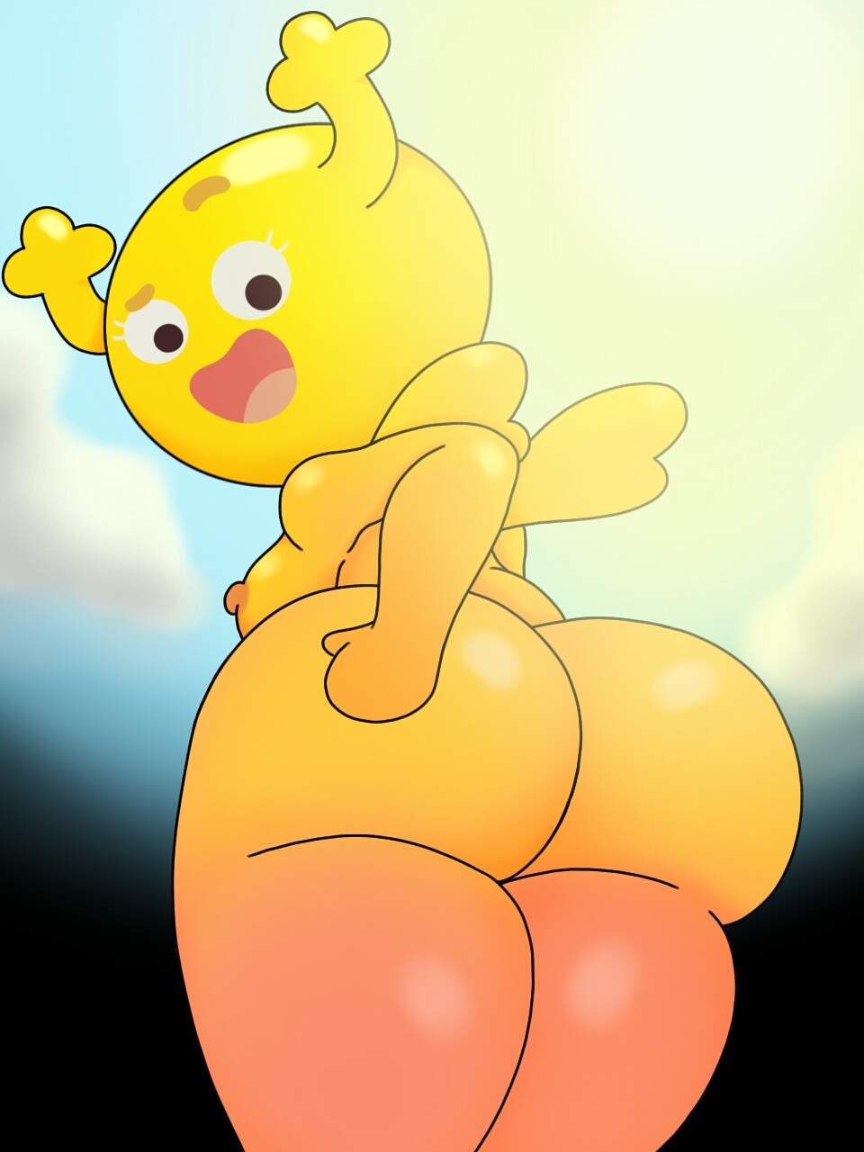 anthro, ass, big ass, big butt, breasts, cartoon network, fairy, female, horn, humanoid, michael ryder (artist), nude, open mouth, penny fitzgerald, raised eyebrow, shape shifter, side boob, solo, the amazing world of gumball, wings, young