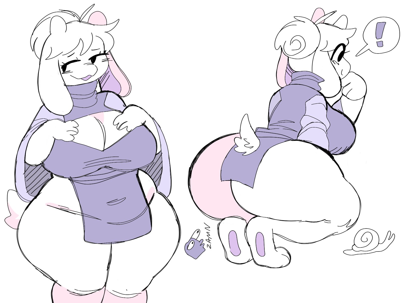 !, anthro, ass, back view, backview, big ass, big breasts, big butt, boss monster, bovid, bovid humanoid, breasts, caprine, caprine humanoid, cleavage, different poses, female, female only, front view, fur, furry, furry only, goat, hands on breasts, hands on own breasts, hands on own chest, hips, looking to the side, no humans, on knees, puppychan, simple background, snail, tail, thick thighs, thighs, toby fox, toriel, undertale, undertale (series), video games, white background, wide hips