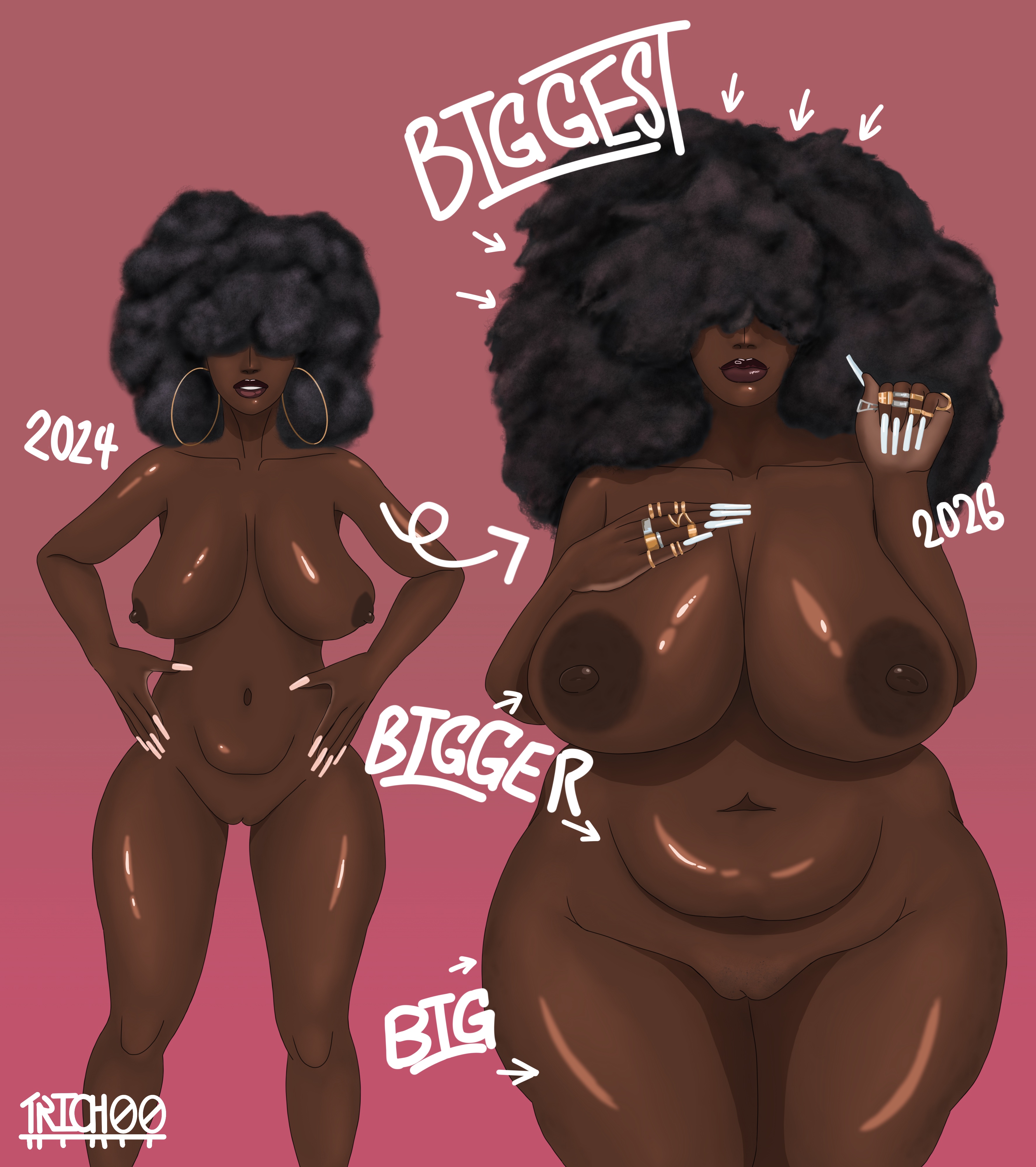 1girls, afro, bbw, belly, black hair, dark skin, dark-skinned female, desiree (trich00art), large breasts, large thighs, original, original character, tagme, thick hips, thick legs, thick thighs, trich00art