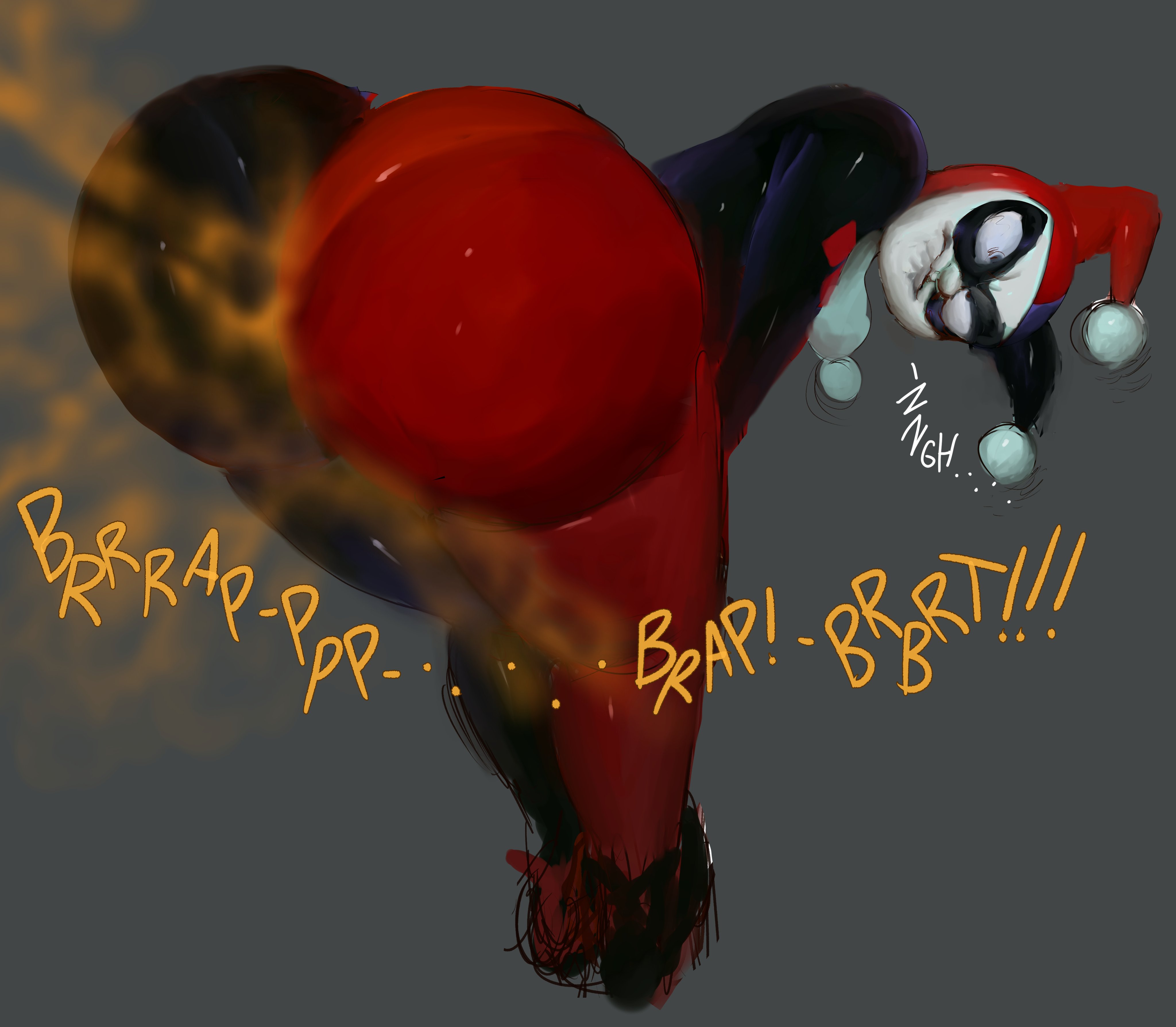 1girls, 2020s, 2026, 2026s, ass, ass bigger than head, ass focus, barrybbeesly, batman (series), batman: the animated series, bent over, big butt, big penis, bubble ass, bubble butt, dc, dc comics, digital drawing (artwork), digital media (artwork), eproctophillia, fart, fart fetish, full body, fully clothed, gray background, grey background, grunting, harley quinn, harley quinn (classic), huge ass, huge butt, huge buttocks, jpg, onomatopoeia, part of a set, pawg, pawg build, round ass, round butt, solo, solo female, solo focus, voluptuous, voluptuous female, white body, yellow fart, yellow fart cloud, yellow gas, yellow gas cloud