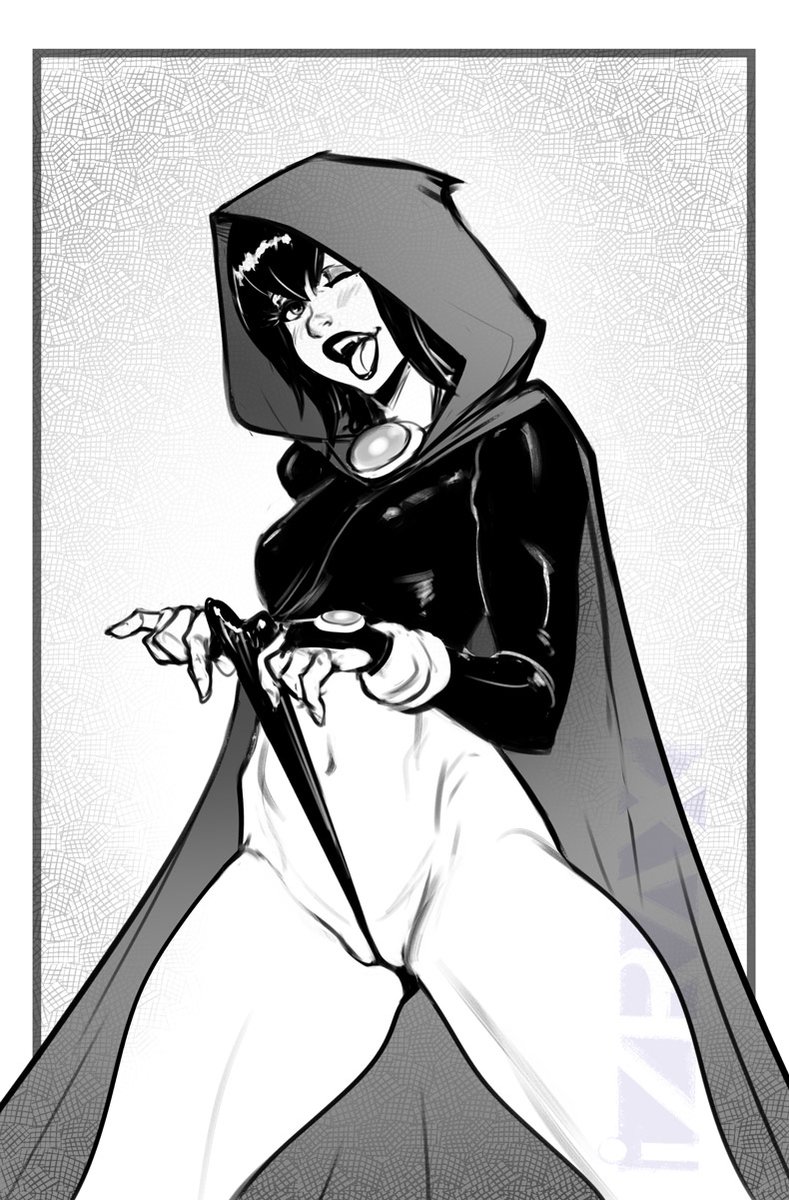 goth, greyscale, hotel transylvania, izra, mavis dracula, raven (dc), raven (dc) (cosplay), solo, solo female, tagme