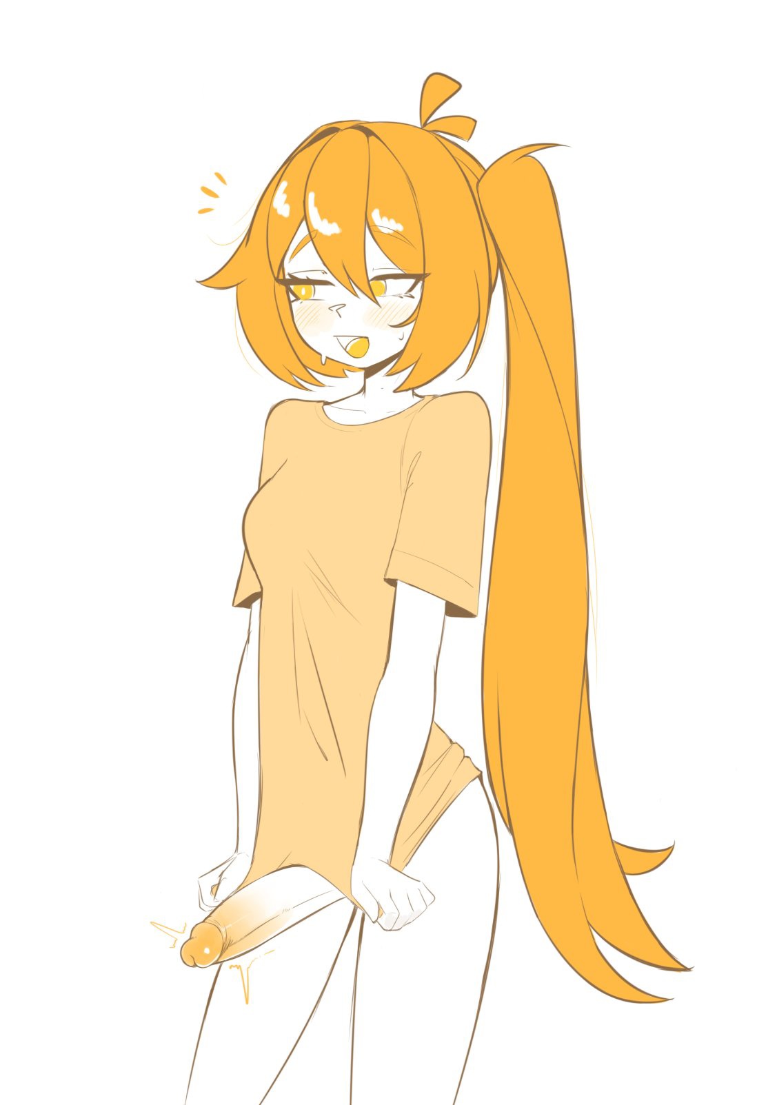 1futa, akita neru, ater18, big penis, breasts, erection, futanari, sketch, solo, solo female, solo futa, standing