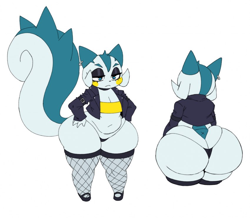 eyeshadow fat_ass fishnets generation_4_pokemon goth huge_ass large_tail makeup oc pachirisu piercings pokemon pokemon_(species) punk shortstack small_breasts squirrel sssonic2 thick_thighs thong tubetop wide_hips