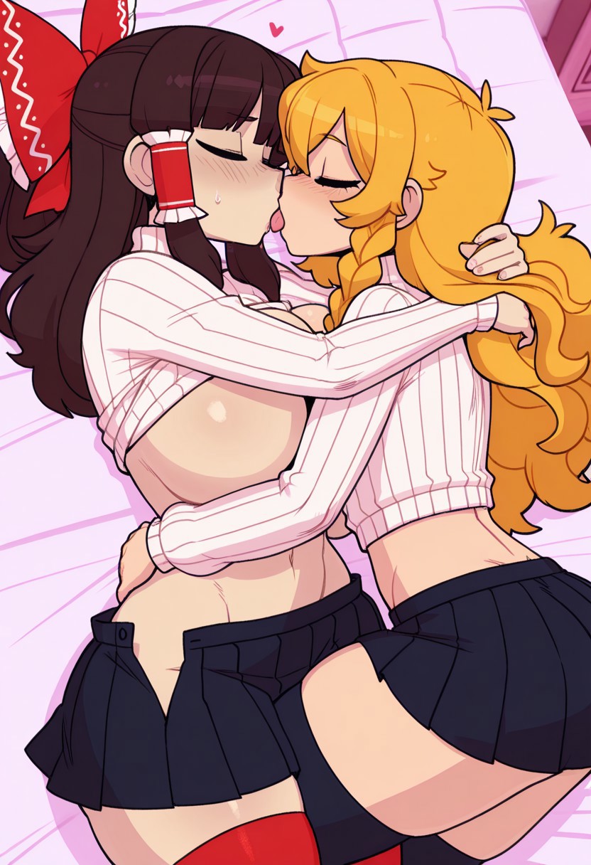 2025, 2girls, ai generated, bigtub7775, duo, female, female only, marisa kirisame, reimu hakurei, tagme, touhou, yuri