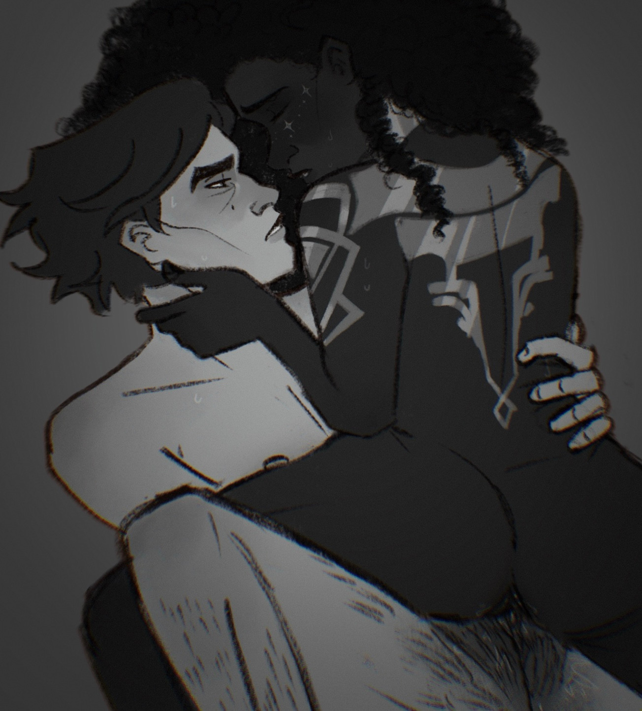 1cuntboy, 1girls, 2025, 2d, arcane, arcane viktor, blush, cuntboy, cuntboy on female, cuntboy/female, dark skin, dark-skinned female, digital media (artwork), female, greyscale, hairy pussy, interracial, interracial cuntboy, intersex, league of legends, light skin, light-skinned cuntboy, mel medarda, naked, nocturnalfroegs, pubic hair, pussy, scissoring, sweat, tagme, tribadism