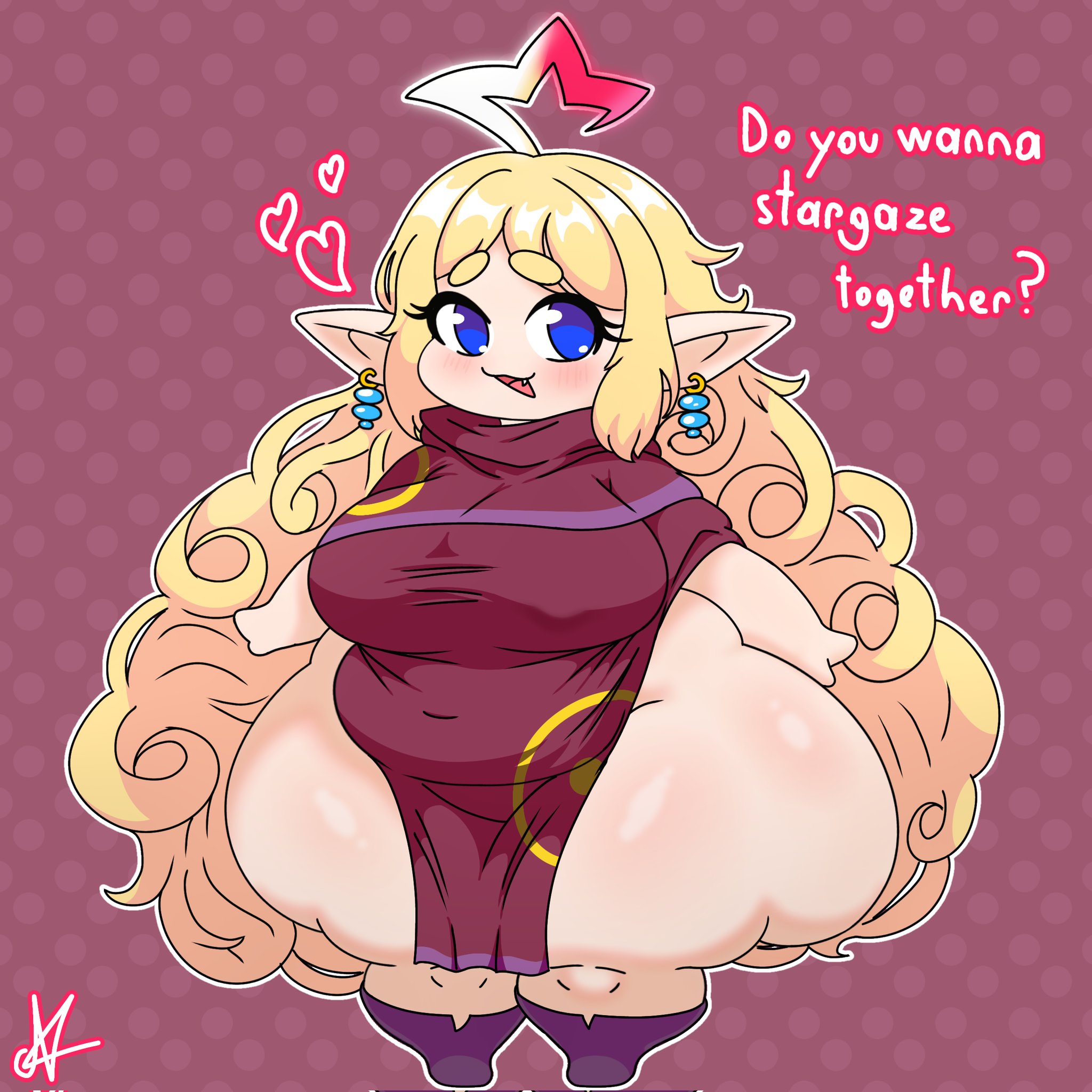 1female, 1girls, 2d, 2d (artwork), 2d artwork, artist signature, asking viewer, blonde female, blonde hair, blue eyes, breasts, calamity mod, chubby, chubby female, cute, earrings, elf, elf ears, elf female, elf girl, fat ass, female, first porn of character, front view, hyper thighs, light skin, light-skinned female, long hair, looking at viewer, medium breasts, nitnat, short female, shortstack, simple background, solo, solo female, solo focus, solyn, solyn (wrath of the gods), stubby legs, terraria, text, thicc, thick, thick ass, thick hips, thick legs, thick thighs, twitter link, wrath of the gods