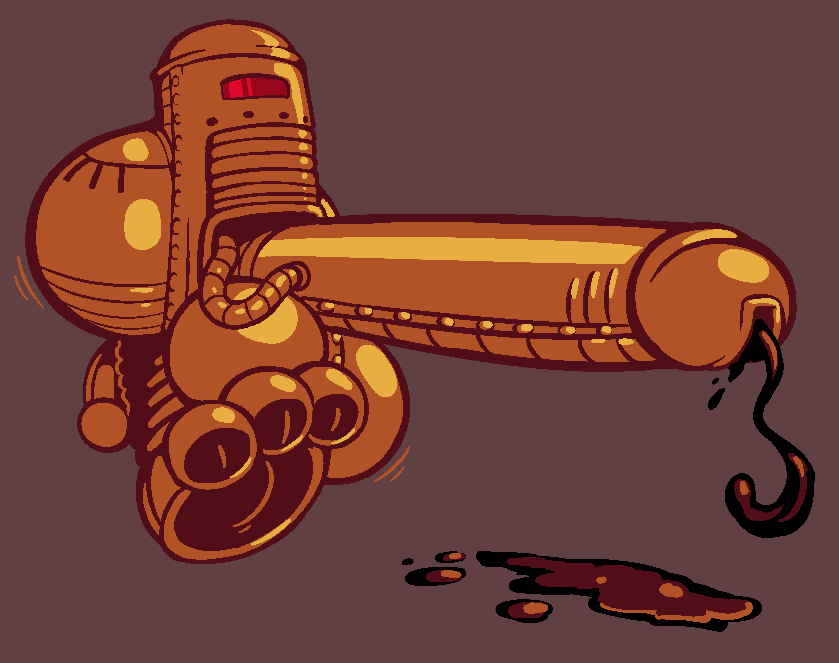 2015 3_toes armless ass balls big_balls big_butt big_feet big_penis biped bodily_fluids brown_background brown_body cel_shading cum erection eyeless feet front_view genital_fluids genitals hose huge_balls huge_butt huge_cock huge_feet humanoid_genitalia humanoid_penis hyper hyper_balls hyper_genitalia hyper_penis machine male metallic_body metroid motion_lines mouthless nintendo noseless nude oil oil_cum paws penis plantigrade robot segmented_legs shaded simple_background solo three-quarter_view toes toony unusual_bodily_fluids unusual_cum unusual_genital_fluids walking work_robot_(metroid) yowesephth