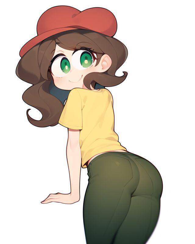 1girls ai_mirror allennilsen_(editor) ass ass ass_focus beret big_ass big_butt brown_hair clothed clothing curly_hair curvy curvy_figure edit female female_focus female_only green_eyes green_pants hat leggings light-skinned_female light_skin long_hair looking_at_viewer okusheny pants pose posing red_hat simple_background smile solo suggestive white_background yellow_shirt youtube_hispanic youtuber