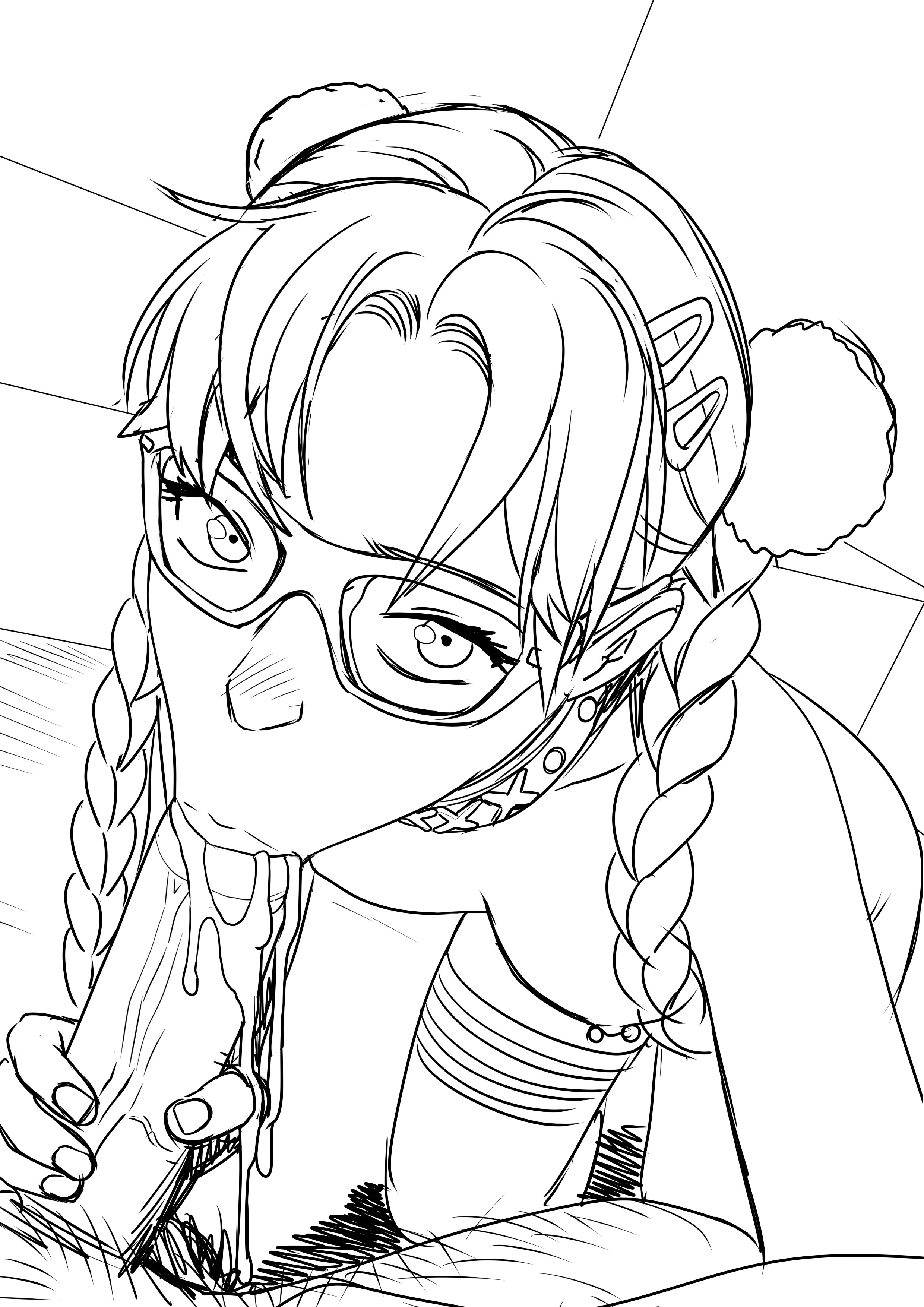 1boy, 1girls, anna (tekuho), braid, braided hair, clothed female, clothed female nude male, clothed sex, cum, cum in mouth, cum inside, dominant female, fellatio, female, functionally nude, functionally nude female, glasses, handjob, looking at viewer, male, no bra, oral, original, penis, pov, sketch, sucking, teenager, tekuho, thighhighs