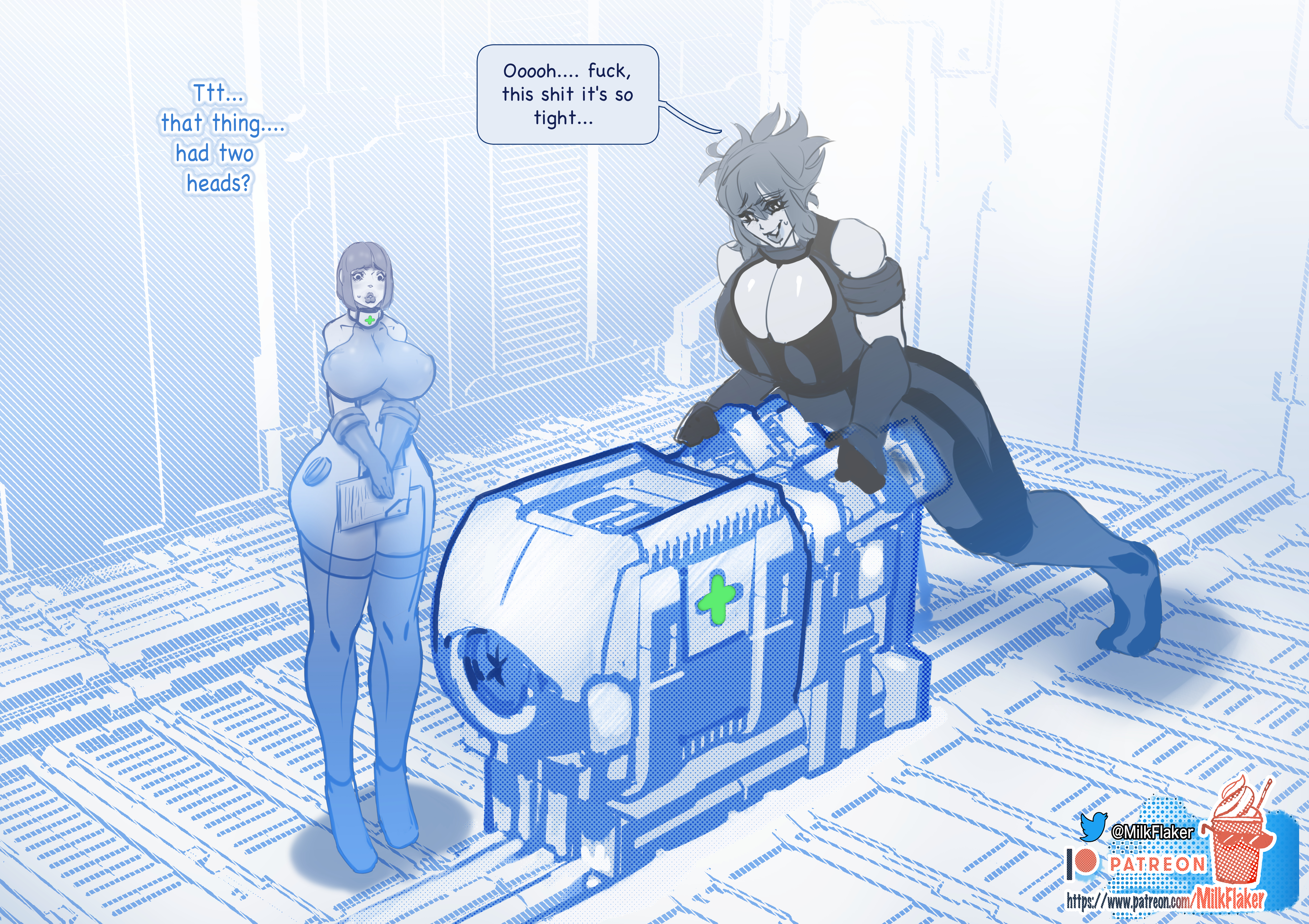 1futa, 1girls, artificial vagina, ass, balls, big balls, big breasts, big penis, bodysuit, breasts, breeding mount, breeding mount use, clothed, clothing, comic, comic page, curvy, dialogue, diphallia, diphallism, duo, english, english text, erection, female, futa with female, futanari, genital expansion, genital growth, genital growth (enlargement), hips, huge ass, huge balls, huge breasts, huge cock, human, hyper, hyper penis, intersex, large breasts, large penis, light skin, light-skinned female, massive breasts, milk flaker, milking, milking machine, mounting, multi genitalia, multi penis, onahole, penis, penis expansion, penis growth, penis growth (enlargement), penis milking, sci-fi, science fiction, semen collecting machine, sex, sex toy, size difference, testicles, text, text bubble, thick, thick thighs, thighs, uncensored, veiny balls, veiny penis, veiny testicles, venis, voluptuous